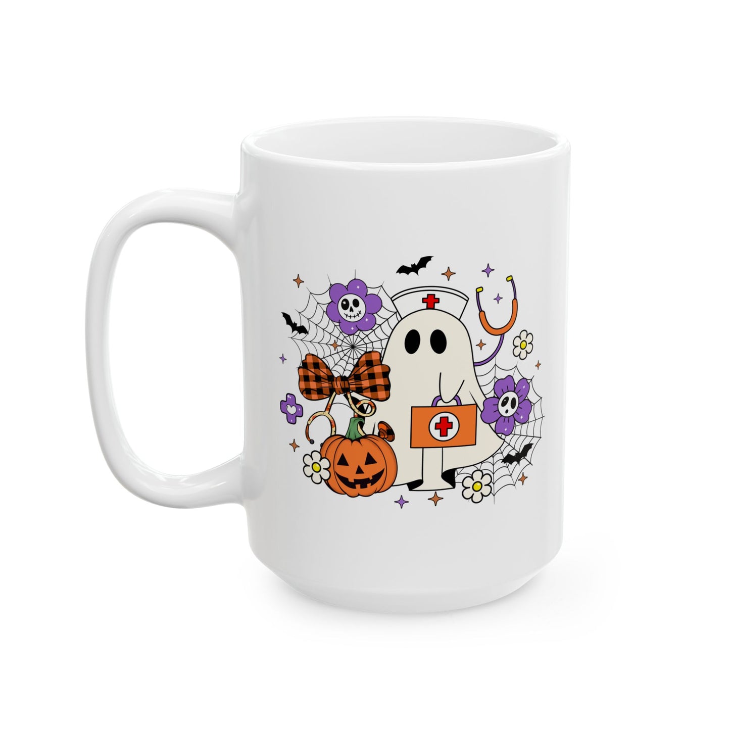 Ceramic Mug - Medical / Halloween Ghost with Medical Stuff (01a)