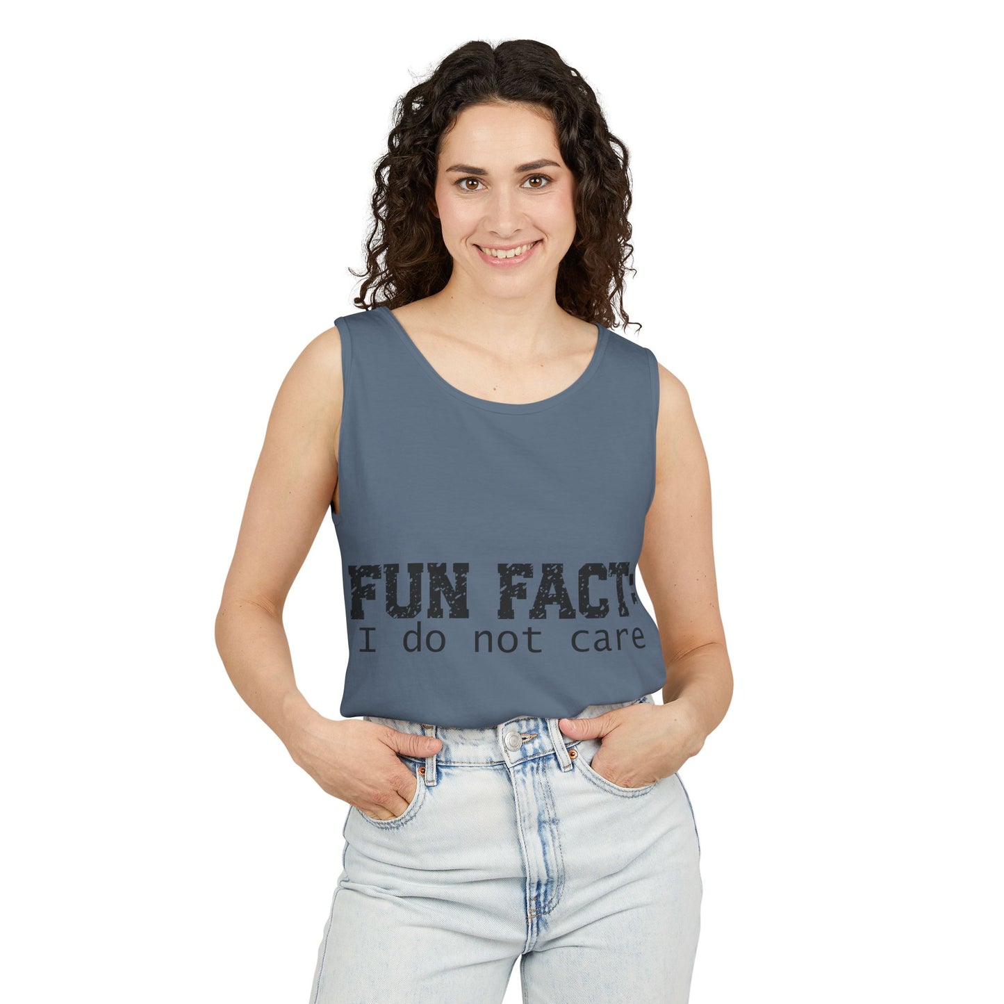 Unisex Tank Top - Funny - Fun Fact: I Do Not Care - Black Writing