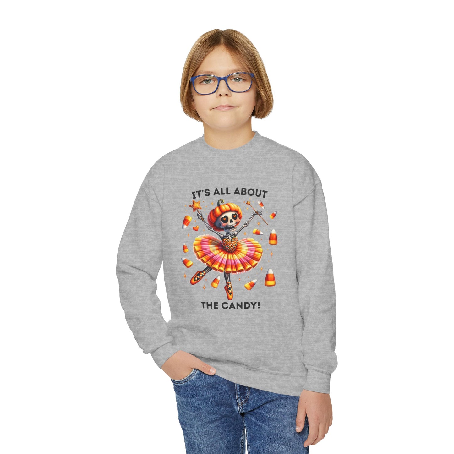 Child Sweatshirt - Halloween / Ballet Skeleton - It's all about the Candy! (01a)