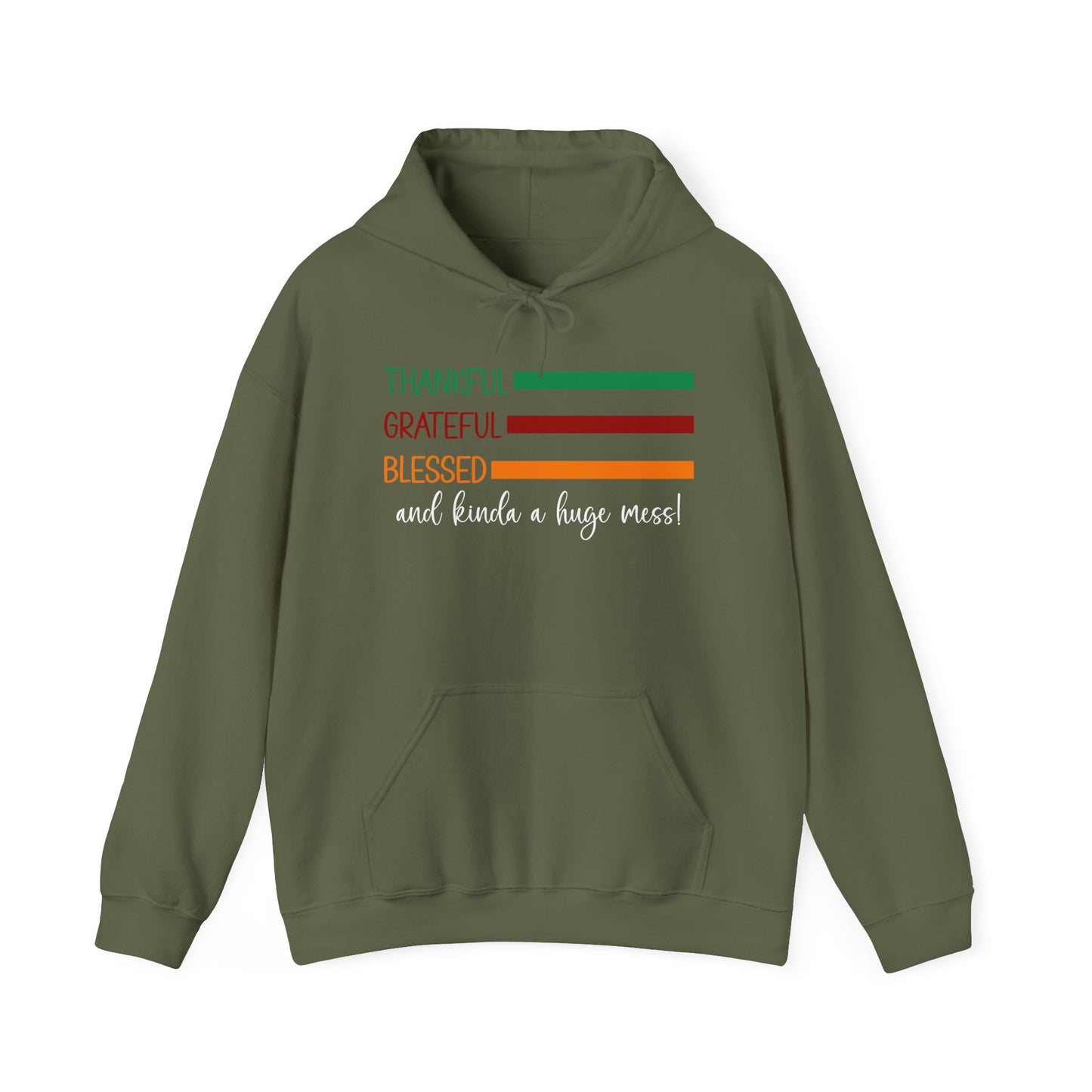 Heavy Blend Hoodie - Christian - Thankful, Grateful, Blessed & a Mess (1a)