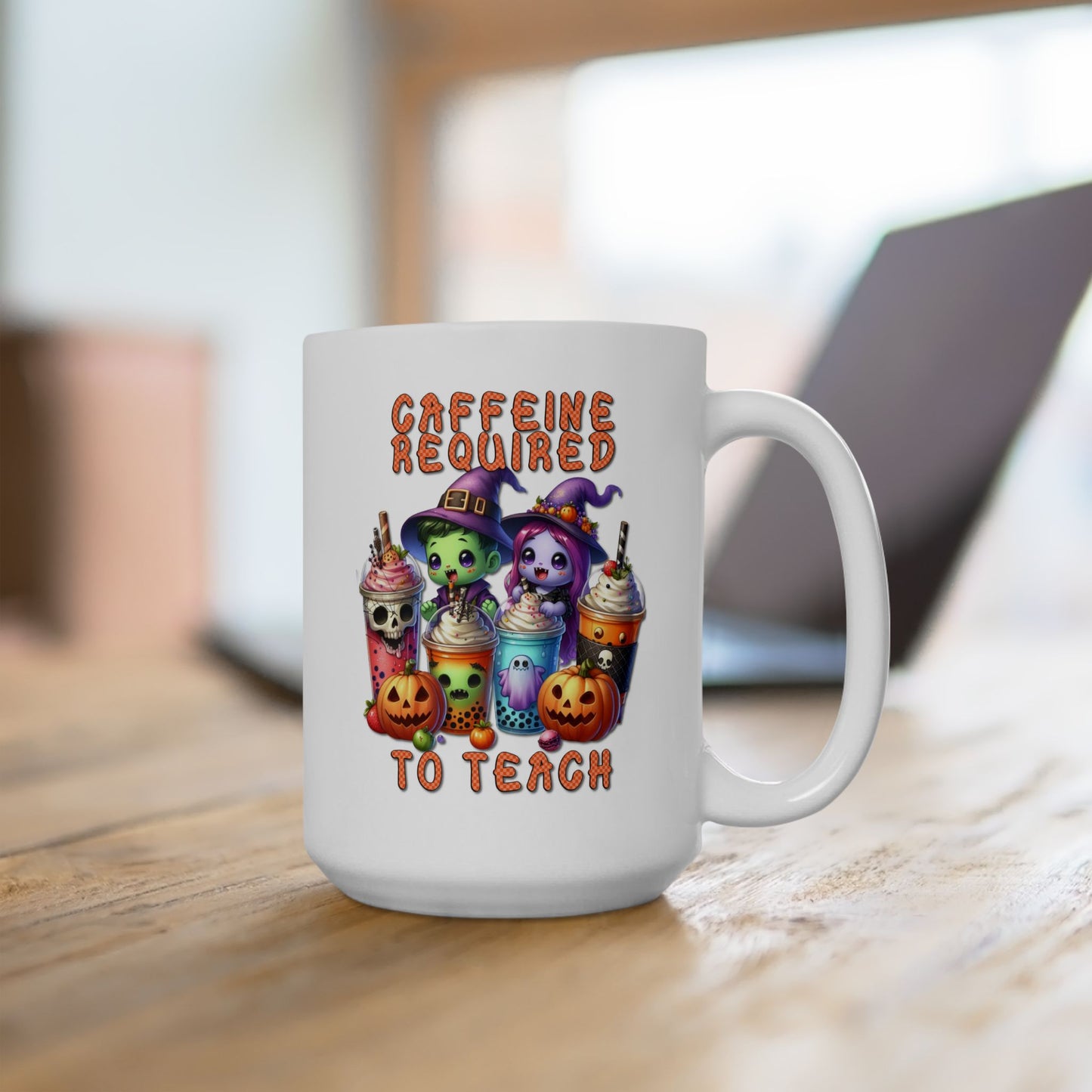 Ceramic Mug - Teacher / Halloween - Caffeine required to teach (01a)