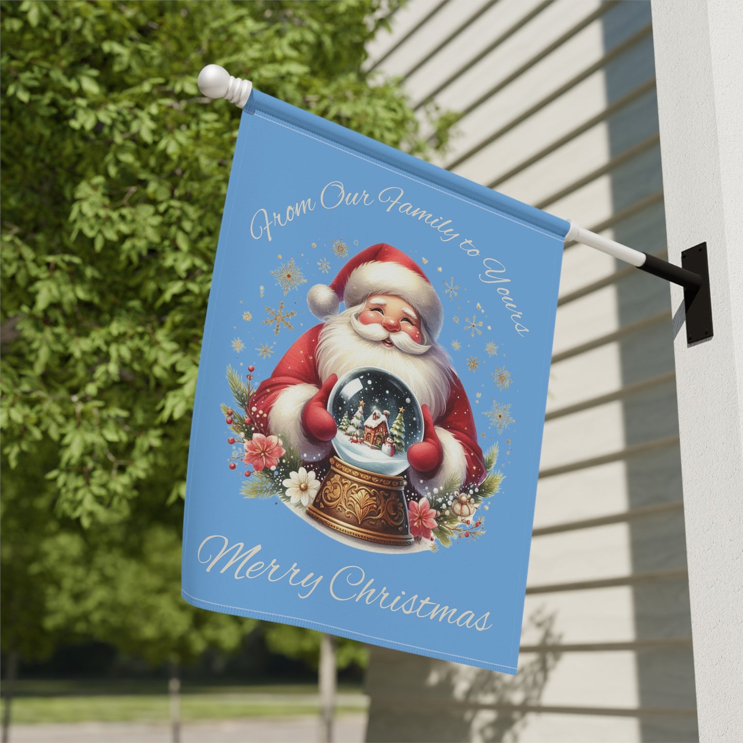 Garden Flag - Christmas - Vintage Santa (01a - Blue)