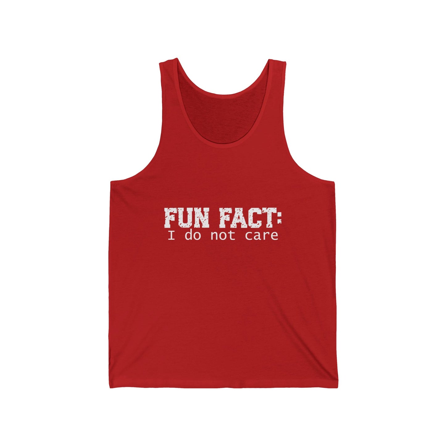 Female Tank Top - Funny - 'Fun Fact: I do not care' - White Text