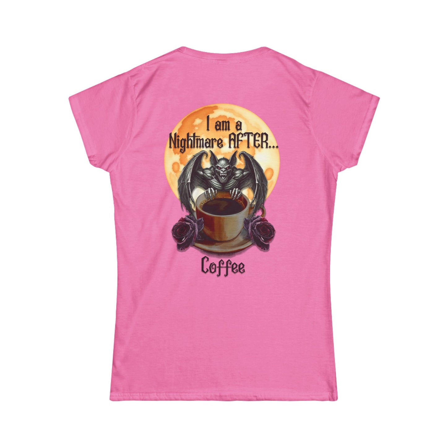 Female T-Shirt - Halloween - Nightmare Before Coffee (1b) Front / Back Printed