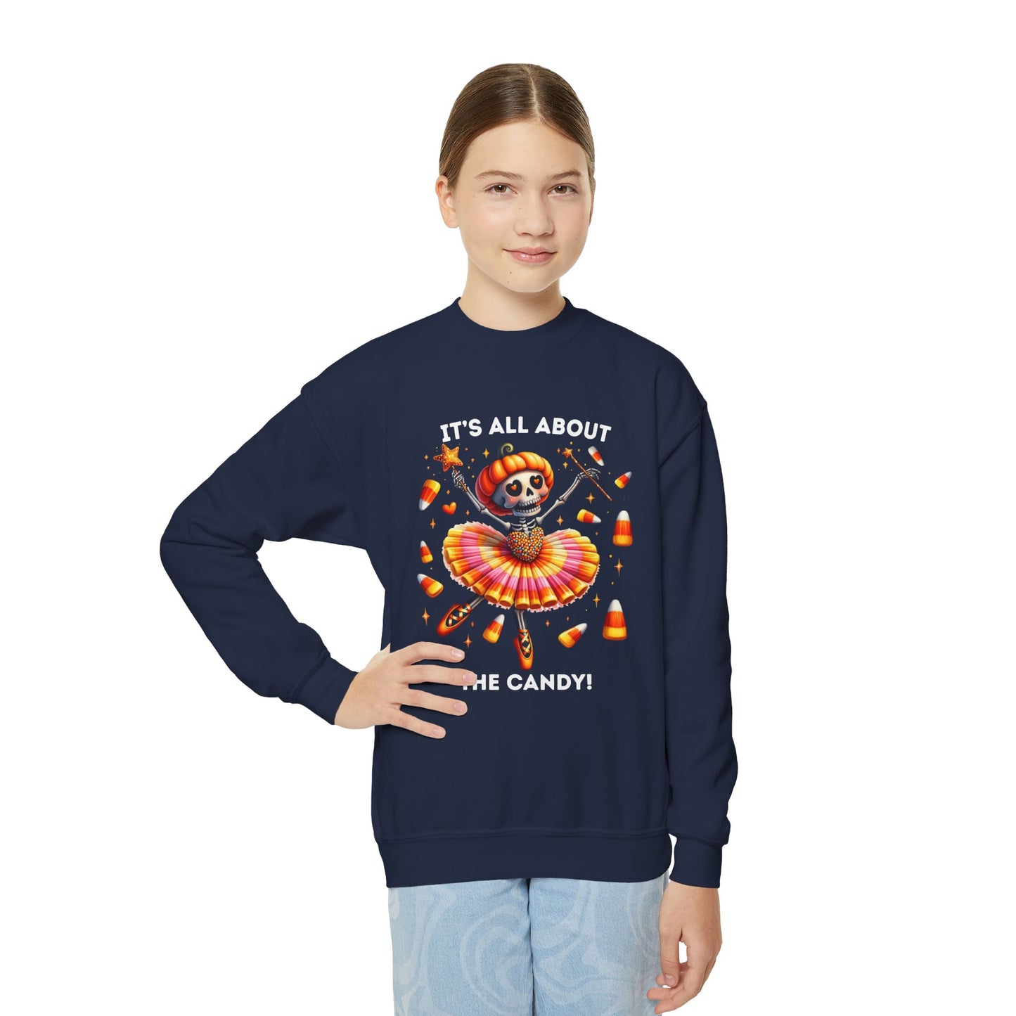 Child Sweatshirt - Halloween / Ballet Skeleton - It's all about the Candy! (01a)