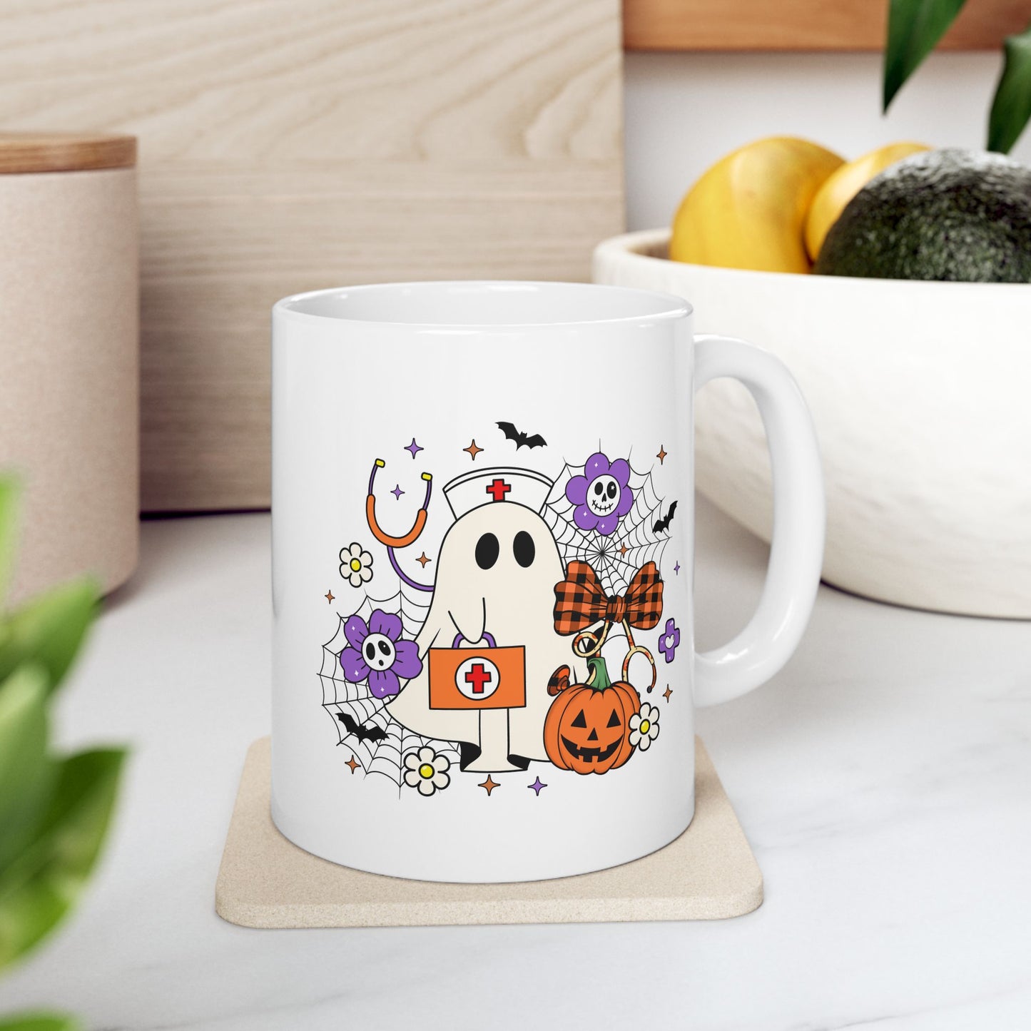 Ceramic Mug - Medical / Halloween Ghost with Medical Stuff (01a)