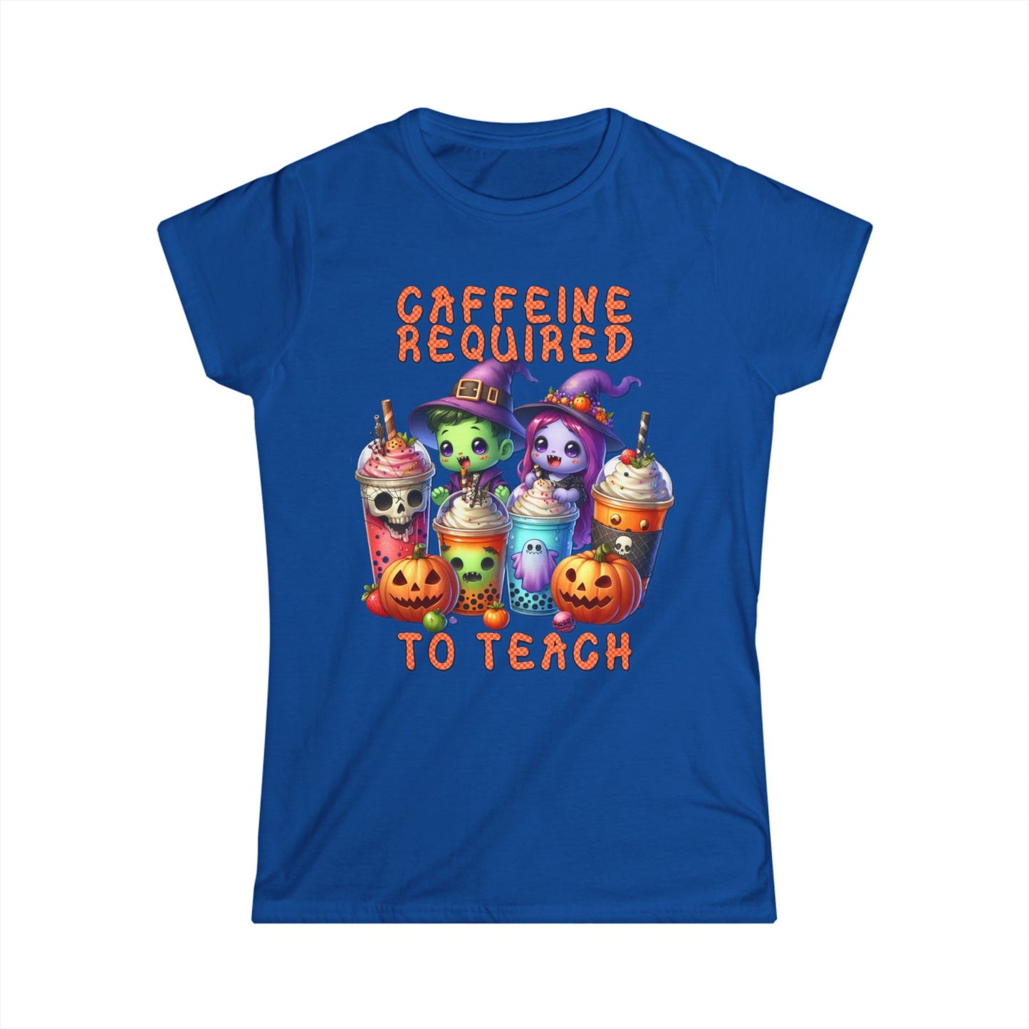 Female T-Shirt - Teacher / Halloween - Caffeine required to teach (01a)