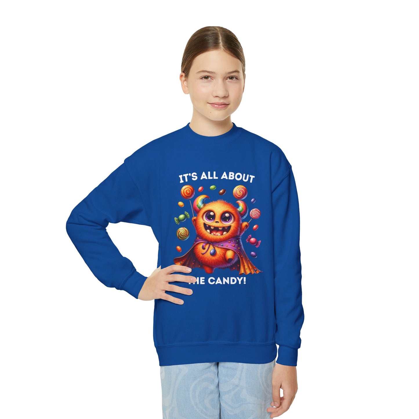 Sweatshirt - Halloween / Monster - It's all about the Candy! (01a)