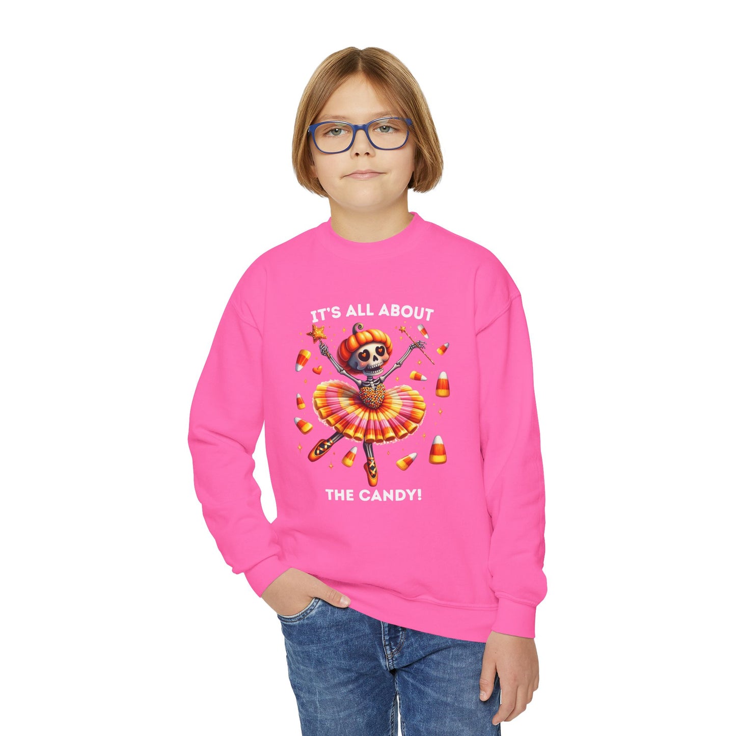 Child Sweatshirt - Halloween / Ballet Skeleton - It's all about the Candy! (01a)