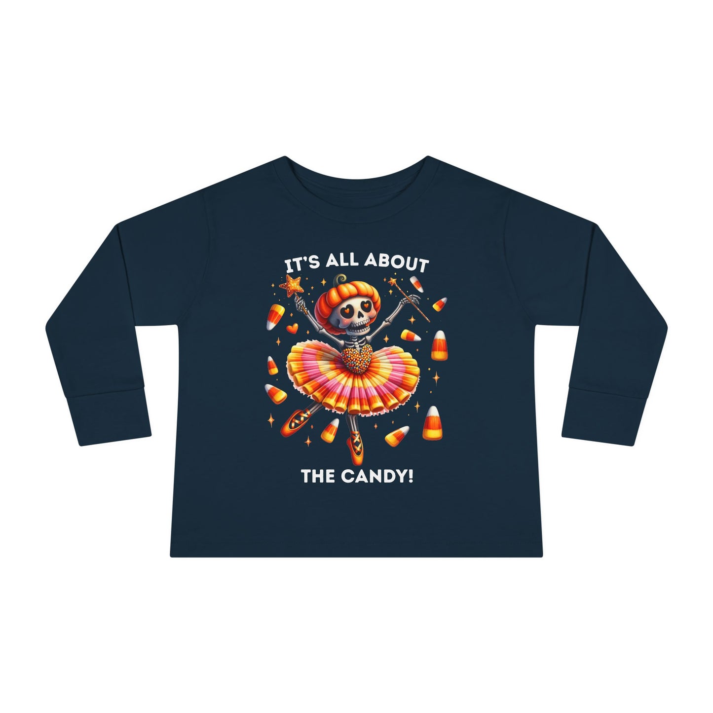 Toddler LS Tee - Halloween / Ballet Skeleton - It's all about the Candy! (01a)