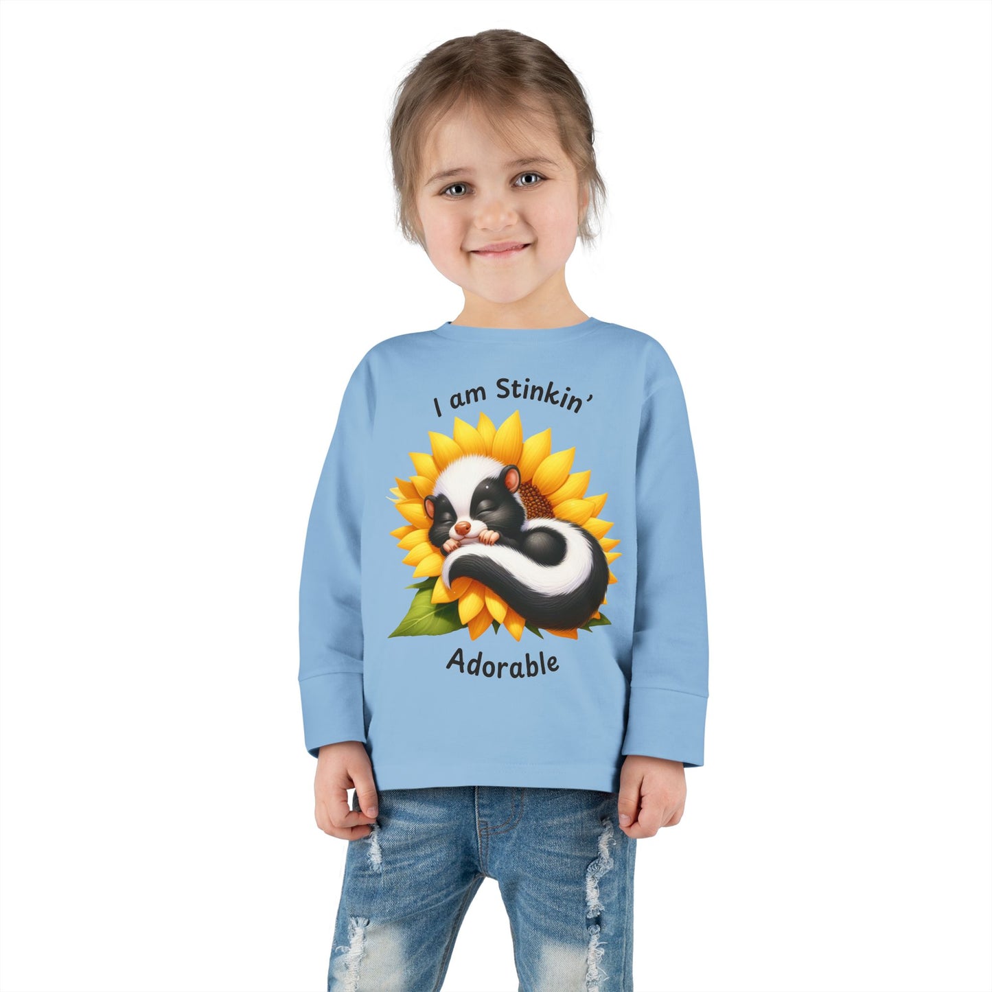 Toddler Long Sleeve Tee - Stinkin' Adorable with Skunk (2)
