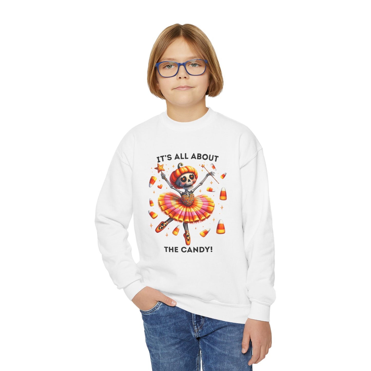Child Sweatshirt - Halloween / Ballet Skeleton - It's all about the Candy! (01a)