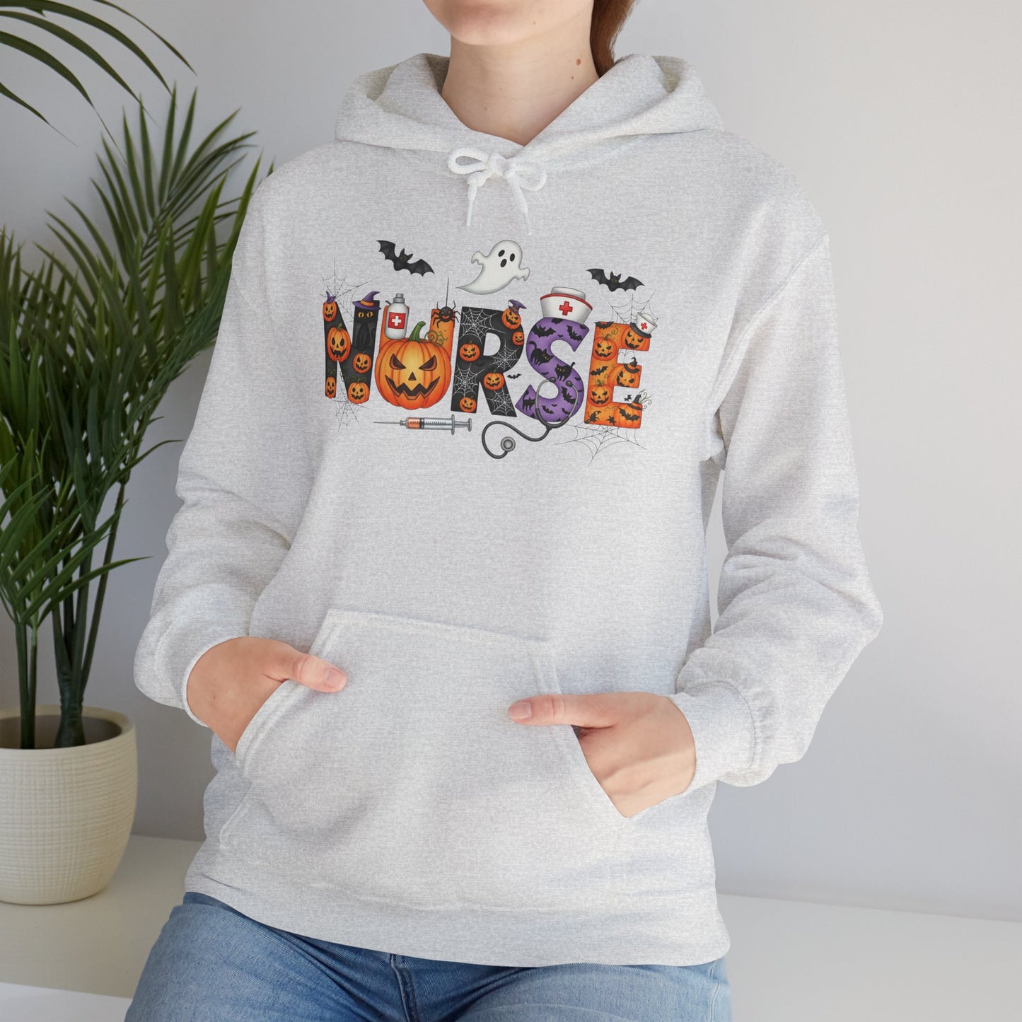 Heavy Blend Hoodie - Nurse / Halloween - Nurse w Halloween Decor (01a)