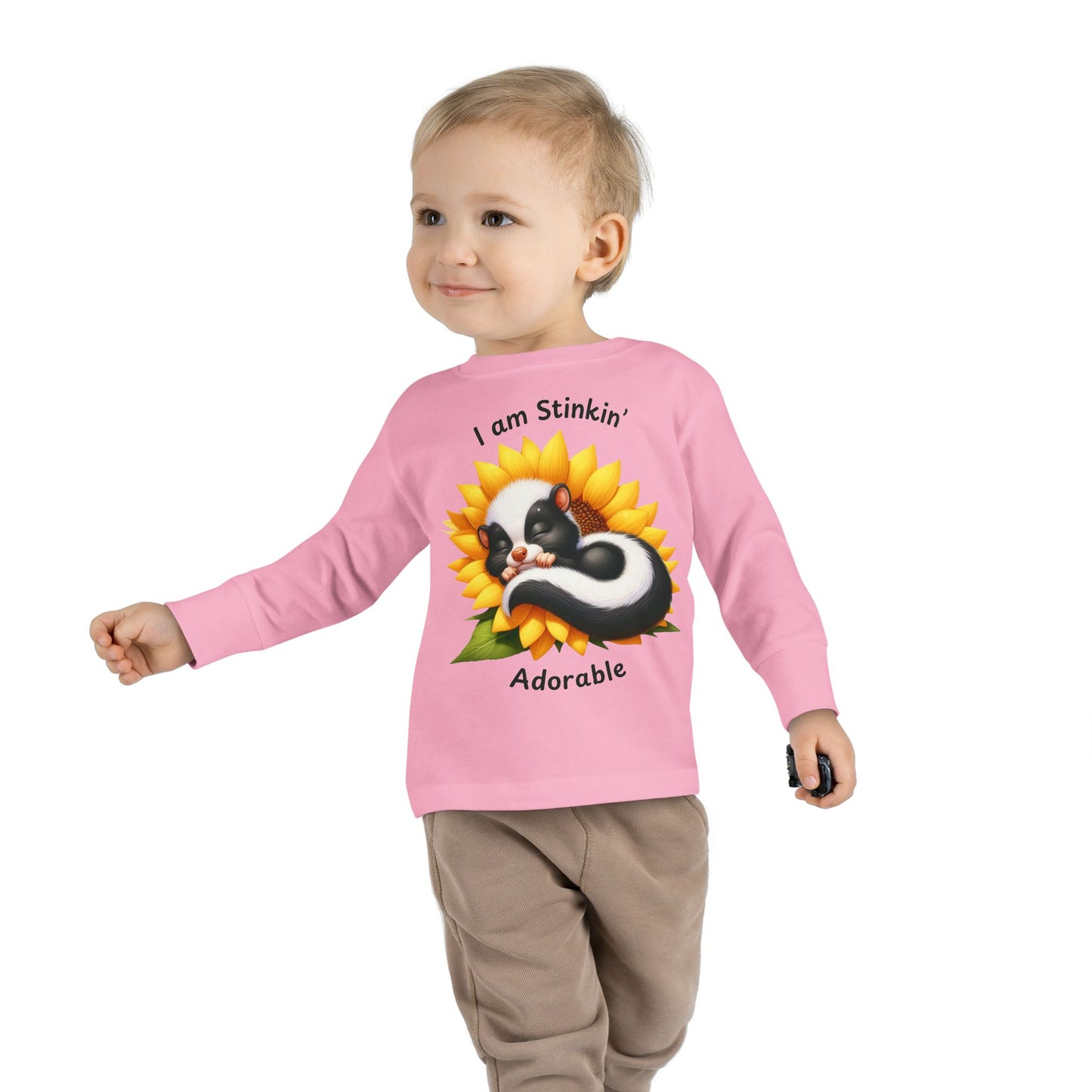 Toddler Long Sleeve Tee - Stinkin' Adorable with Skunk (2)