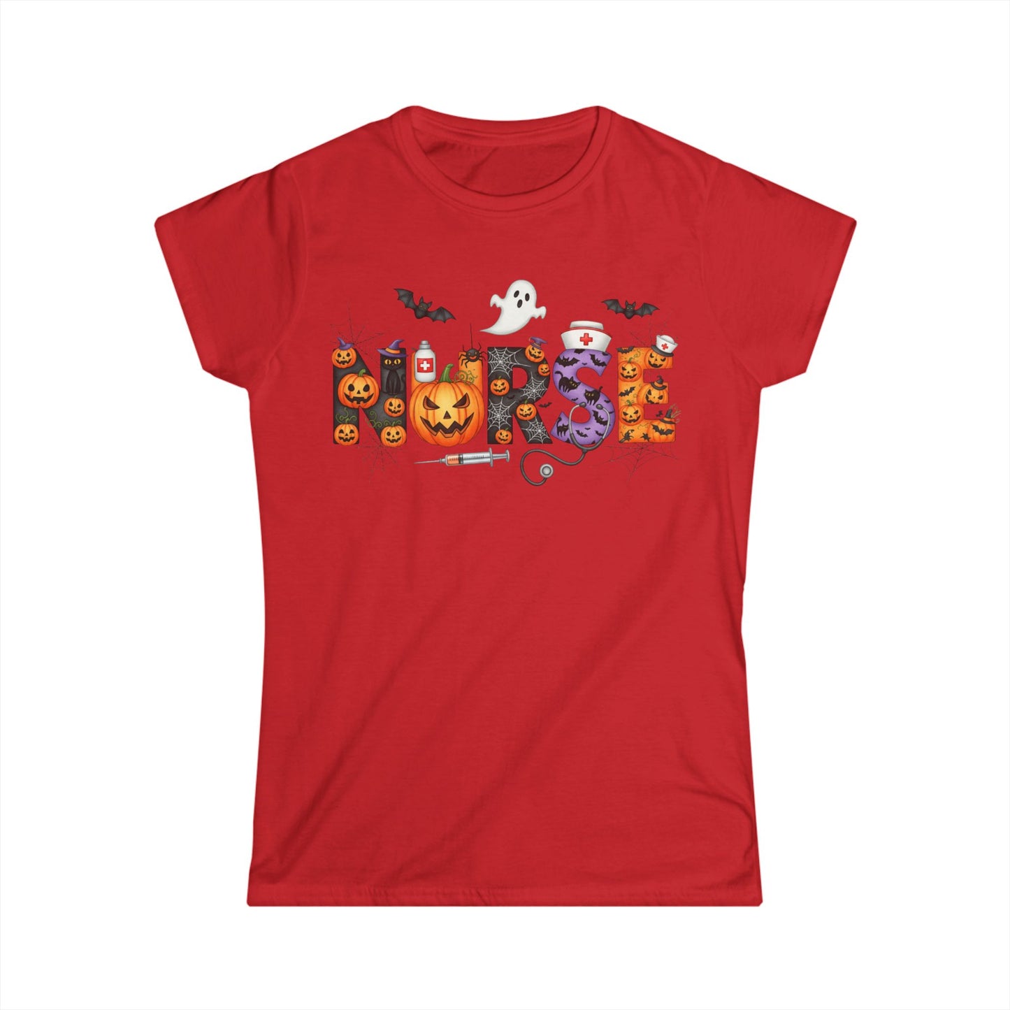 Female T-Shirt - Nurse / Halloween - Nurse w Halloween Decor (01a)