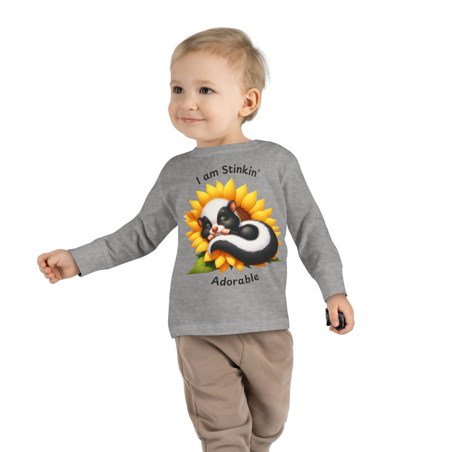 Toddler Long Sleeve Tee - Stinkin' Adorable with Skunk (2)