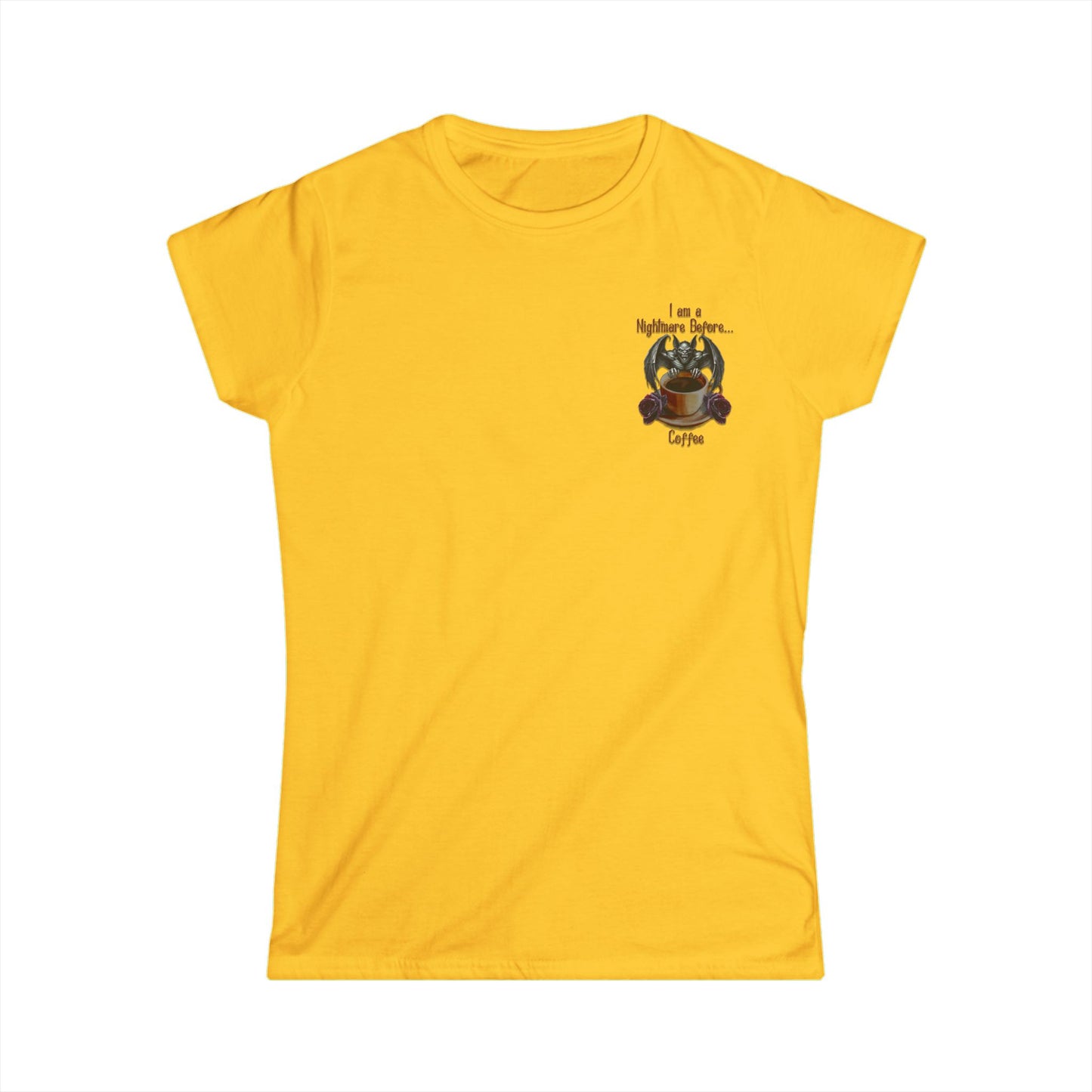 Female T-Shirt - Halloween - Nightmare Before Coffee (1b) Front / Back Printed