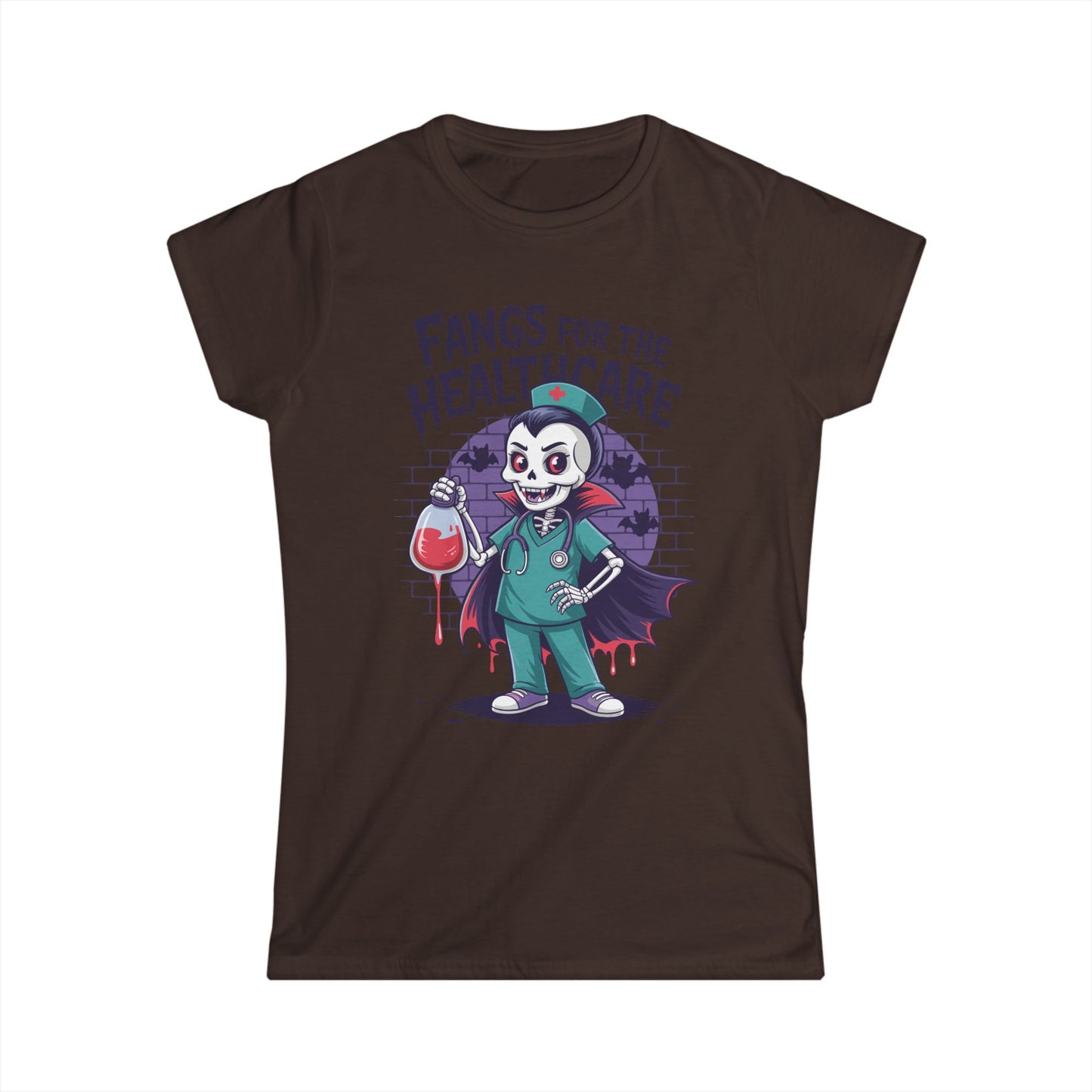 Female T-Shirt - Medical / Halloween - Fangs for the Healthcare (01a)