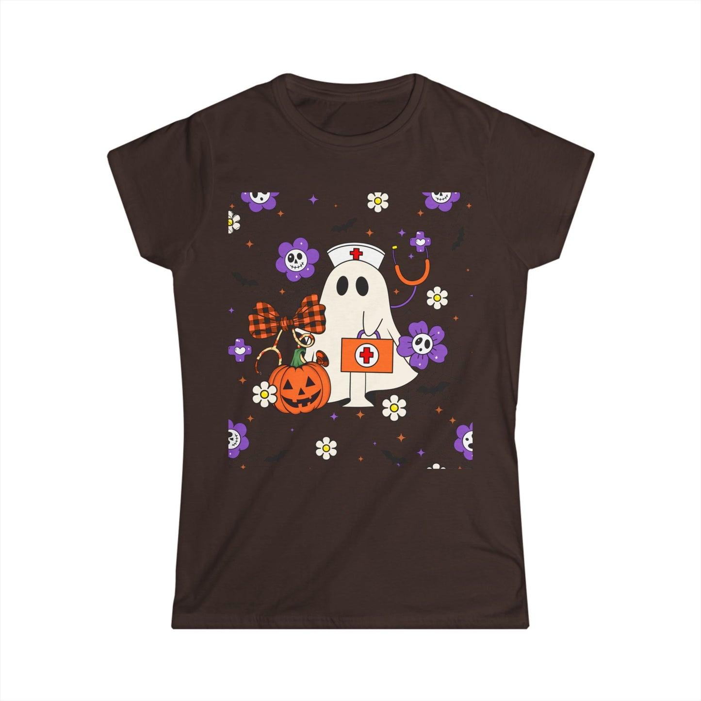 Female T-Shirt -Medical / Halloween Ghost with Medical Stuff (01a)
