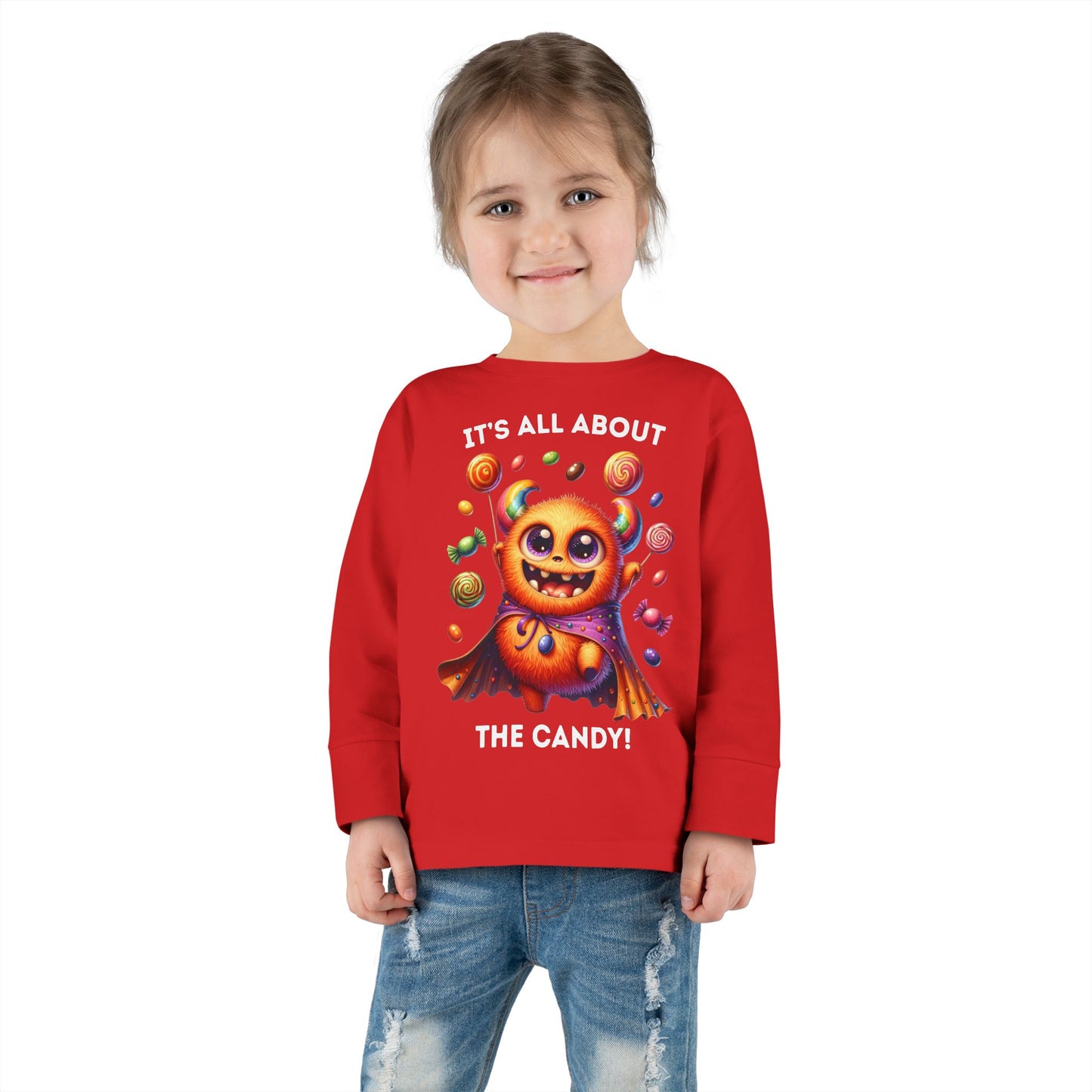 Toddler LS Tee - Halloween / Monster - It's all about the Candy! (01a)
