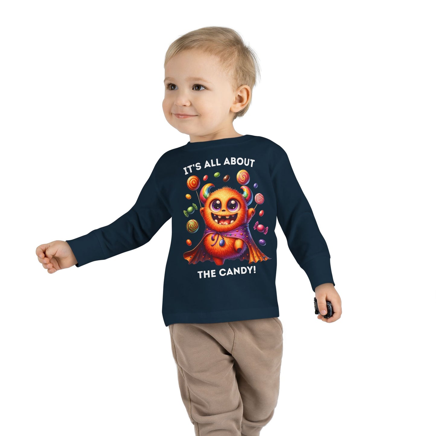 Toddler LS Tee - Halloween / Monster - It's all about the Candy! (01a)