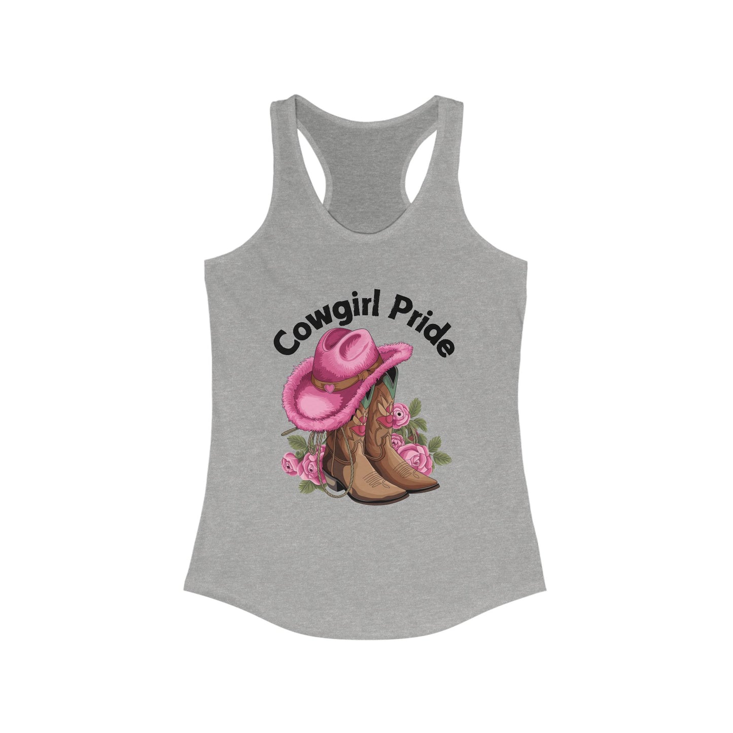 Female Tank Top - Cowgirl Pride (1) - Razor Back - Black Writing