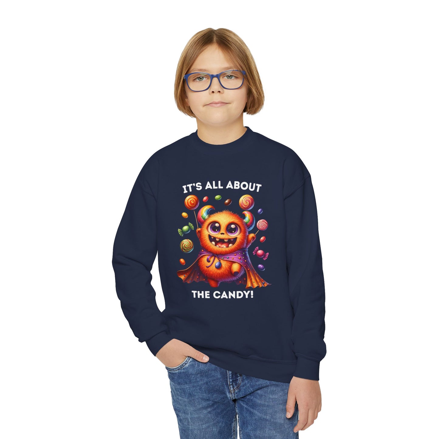Sweatshirt - Halloween / Monster - It's all about the Candy! (01a)