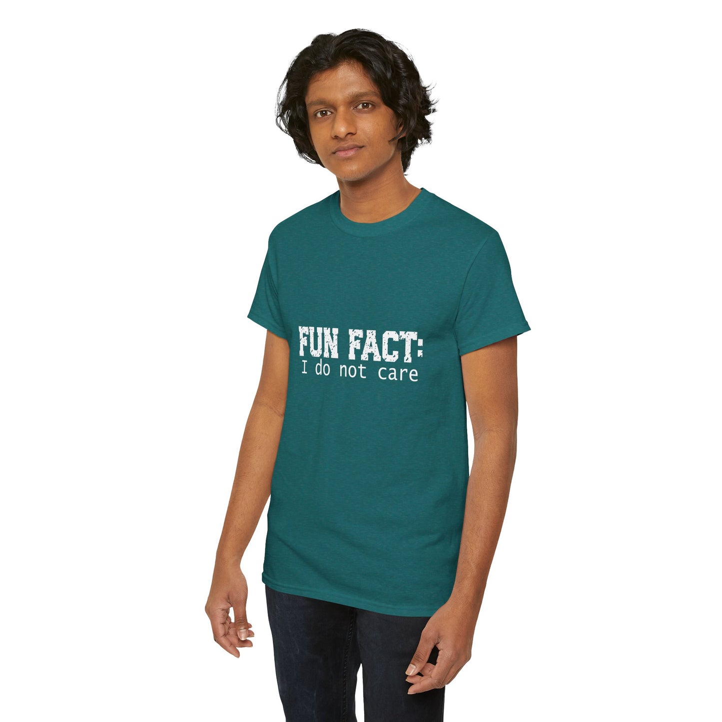 T-Shirt - Funny - "Fun Fact: I Do Not Care" - (001) White Font