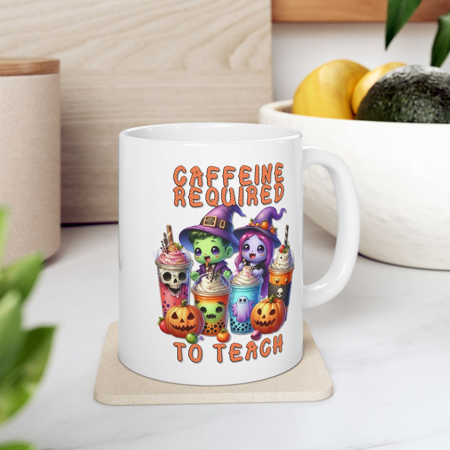 Ceramic Mug - Teacher / Halloween - Caffeine required to teach (01a)