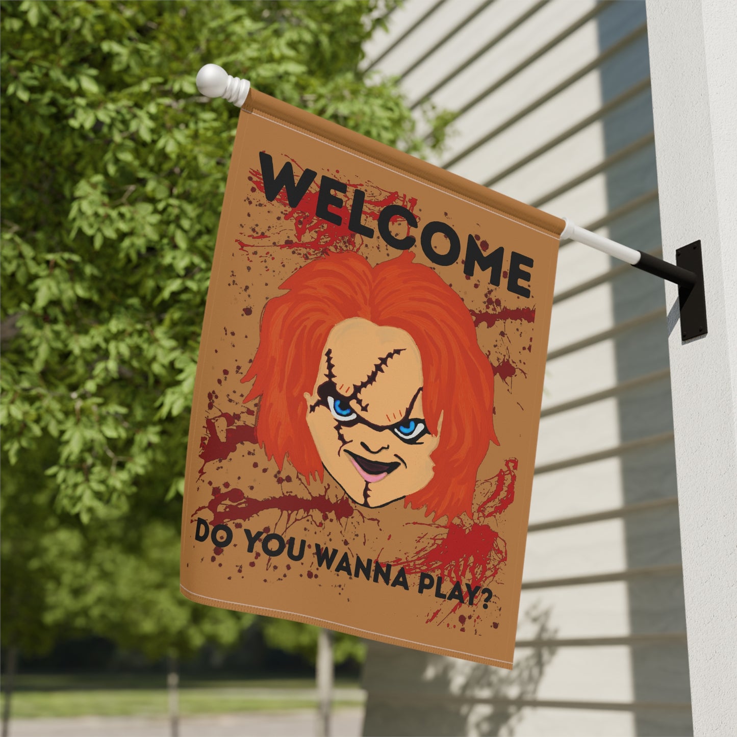 Garden Flag - Halloween - Welcome - Wanna Play (01a)