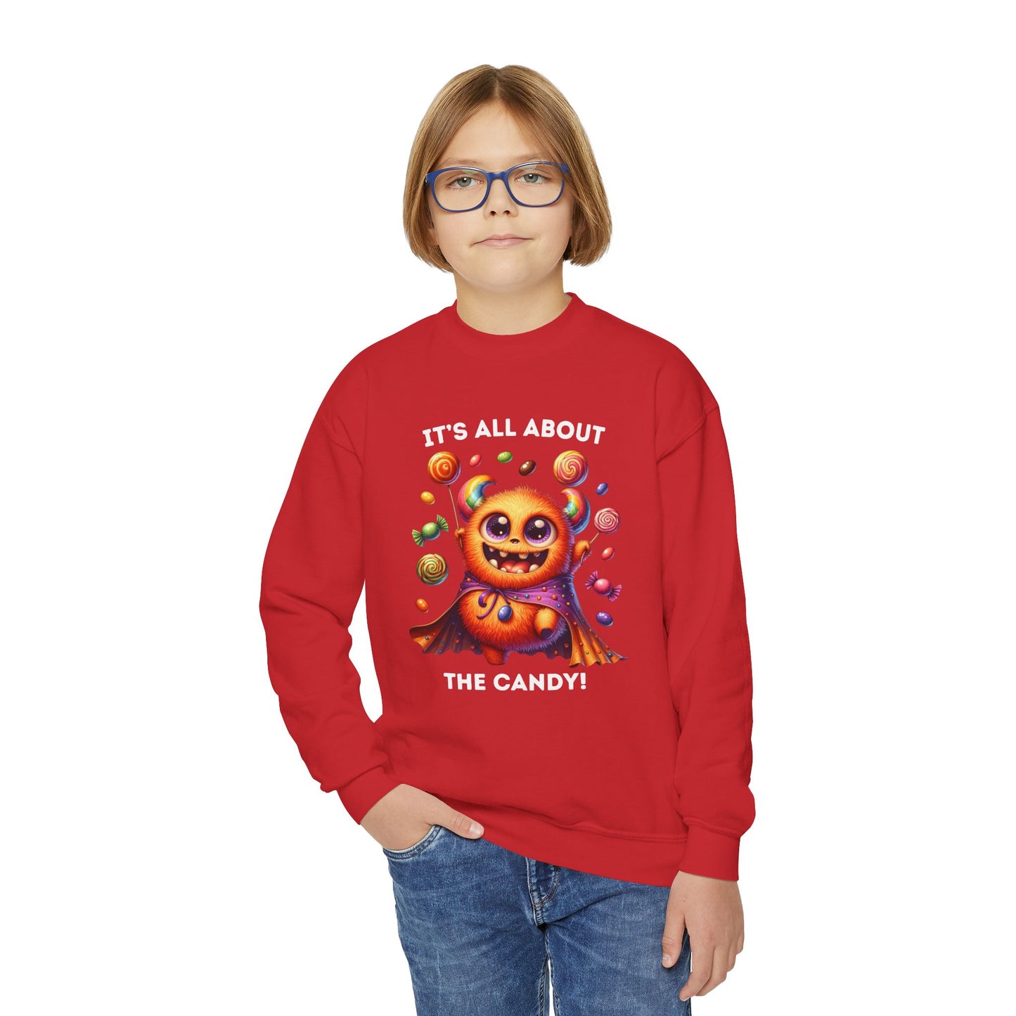 Sweatshirt - Halloween / Monster - It's all about the Candy! (01a)