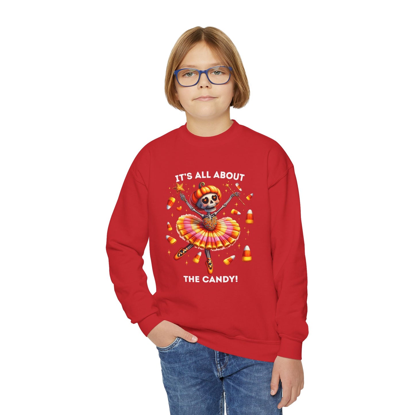Child Sweatshirt - Halloween / Ballet Skeleton - It's all about the Candy! (01a)