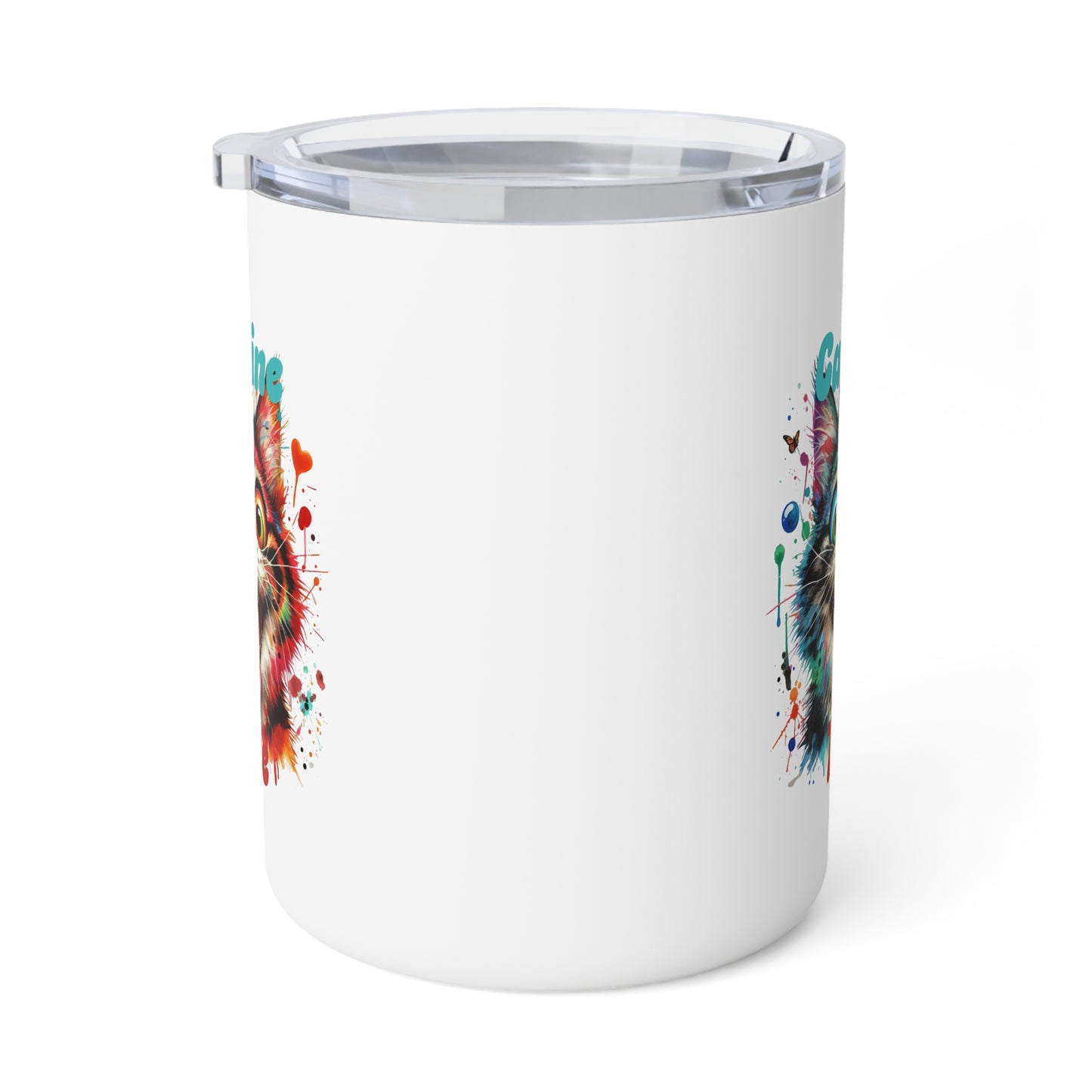Insulated Coffee Mug - Caffeine Time with cat (1)