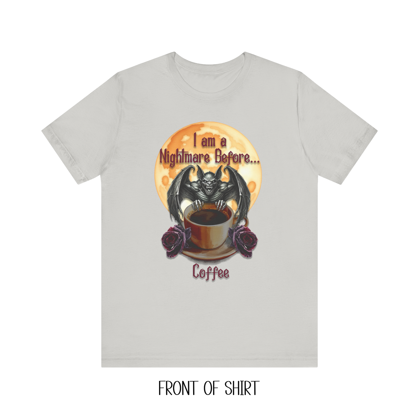 T-shirt - Halloween - Nightmare Before Coffee (1a) Front / Back Printed
