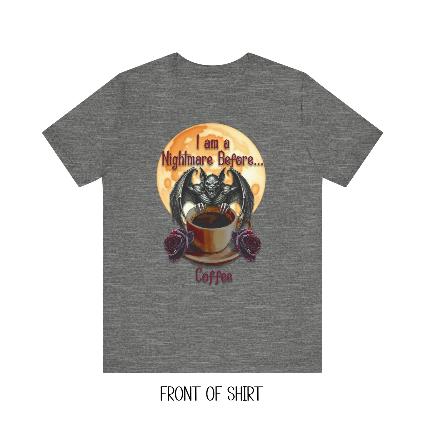 T-shirt - Halloween - Nightmare Before Coffee (1a) Front / Back Printed