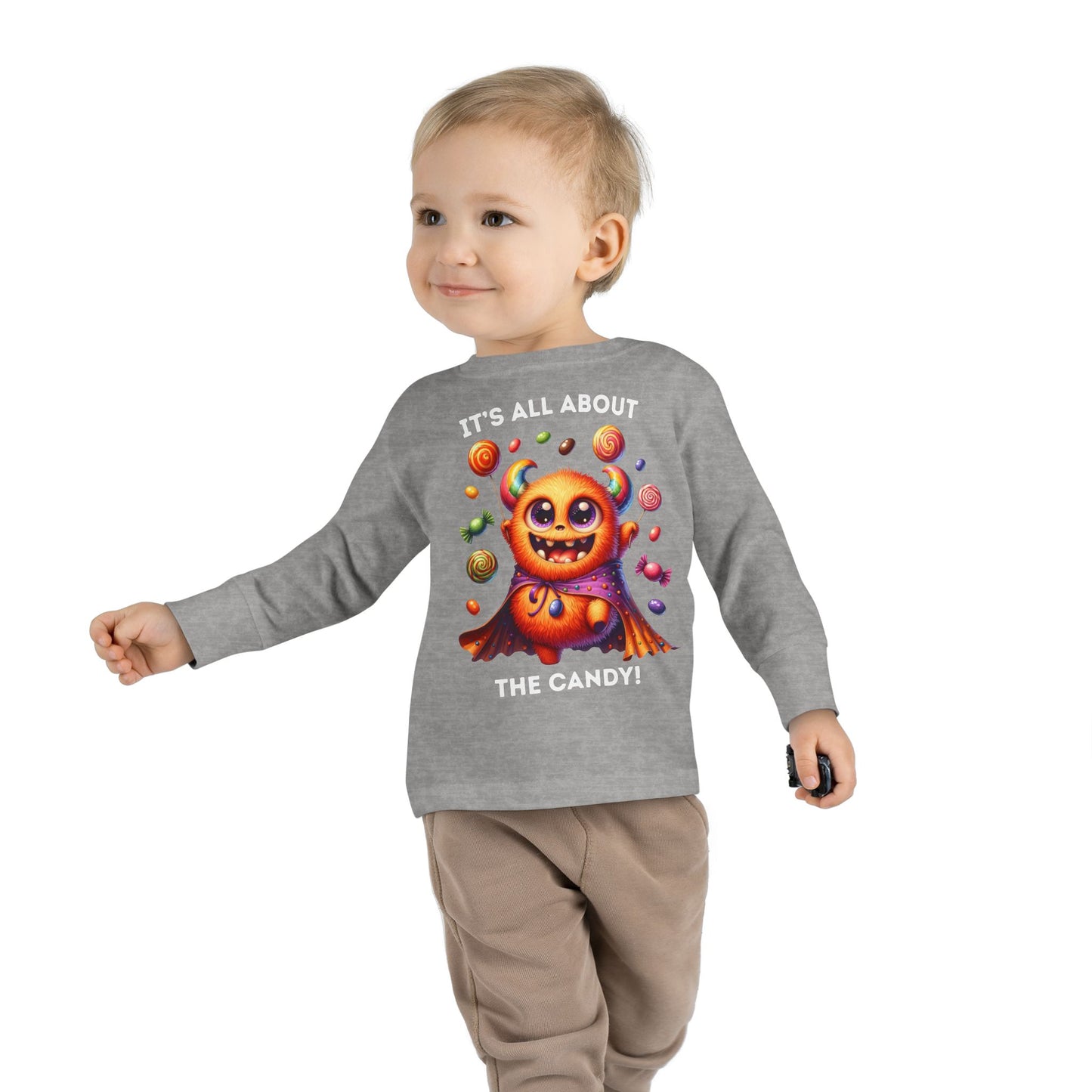 Toddler LS Tee - Halloween / Monster - It's all about the Candy! (01a)