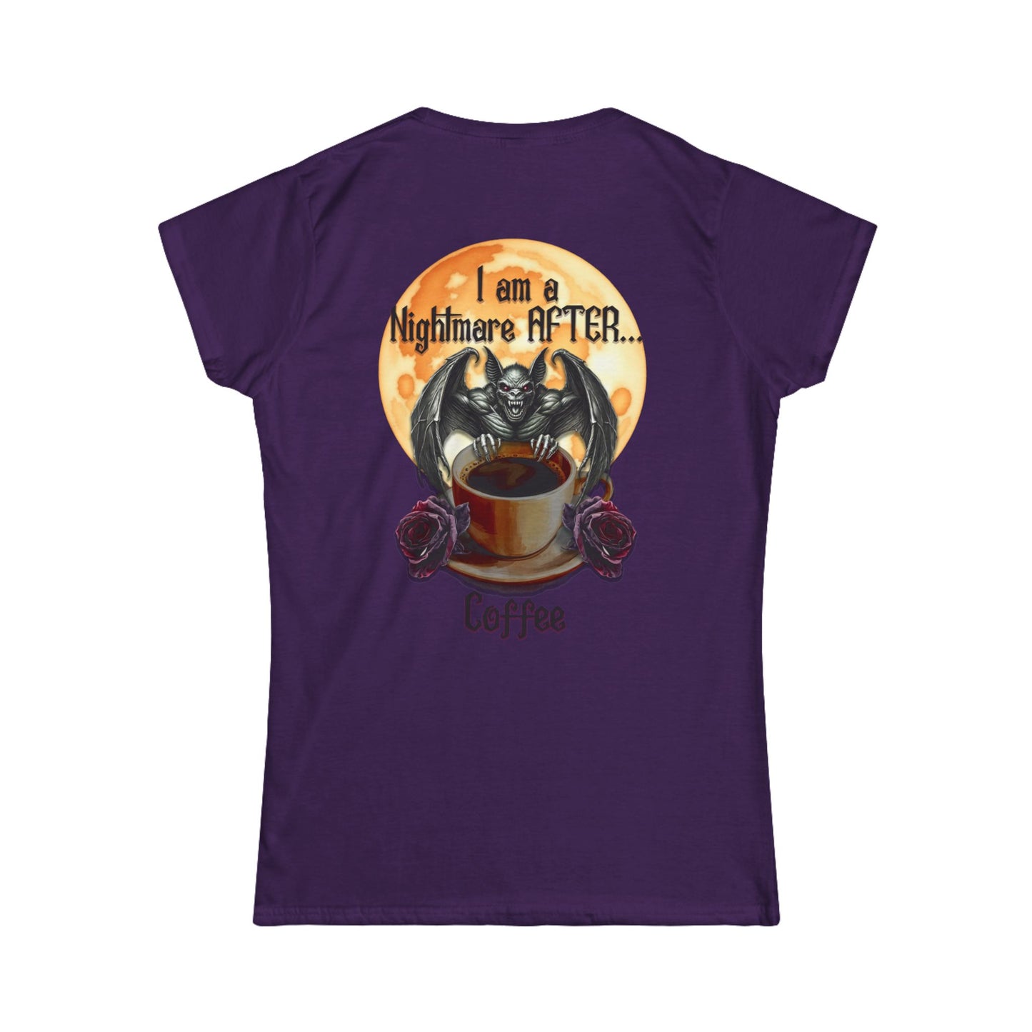 Female T-Shirt - Halloween - Nightmare Before Coffee (1b) Front / Back Printed