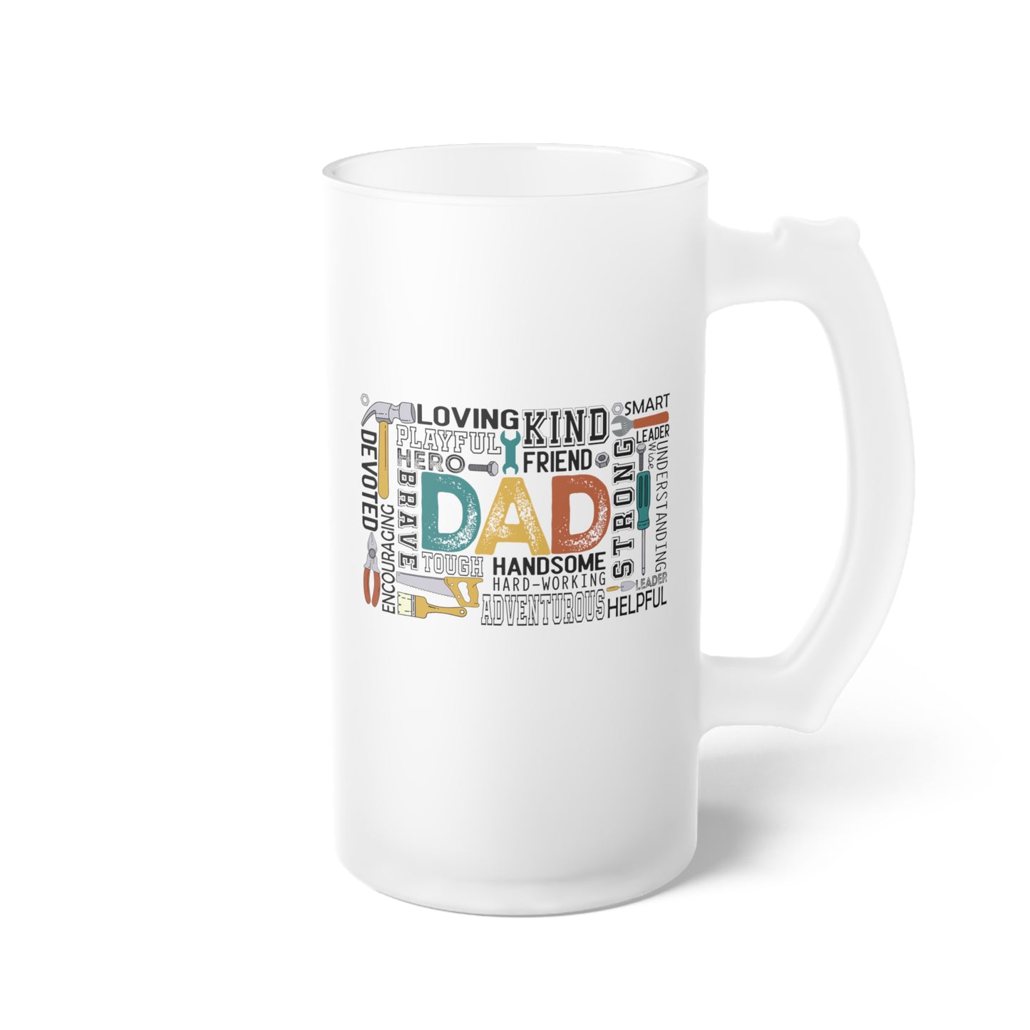Frosted Glass Beer Mug - Dad - Handyman Dad (1)