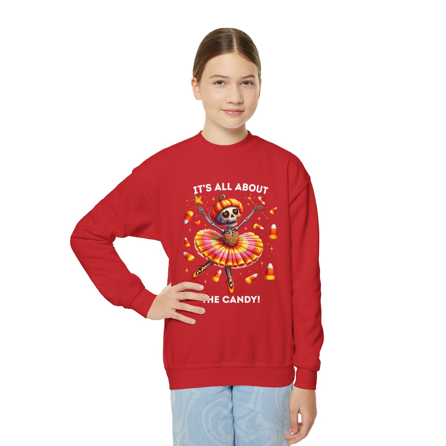 Child Sweatshirt - Halloween / Ballet Skeleton - It's all about the Candy! (01a)
