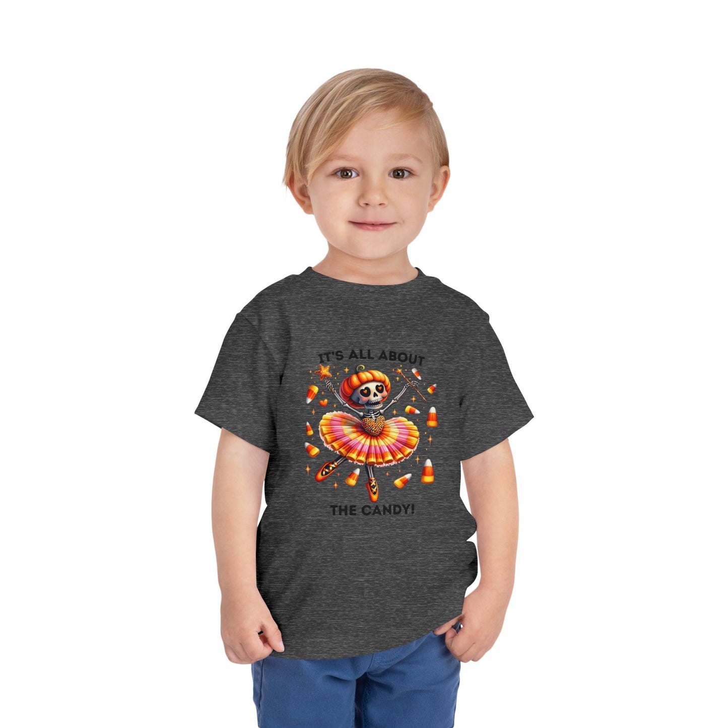 Toddler Tee - Halloween / Ballet Skeleton - It's all about the Candy! (01a)