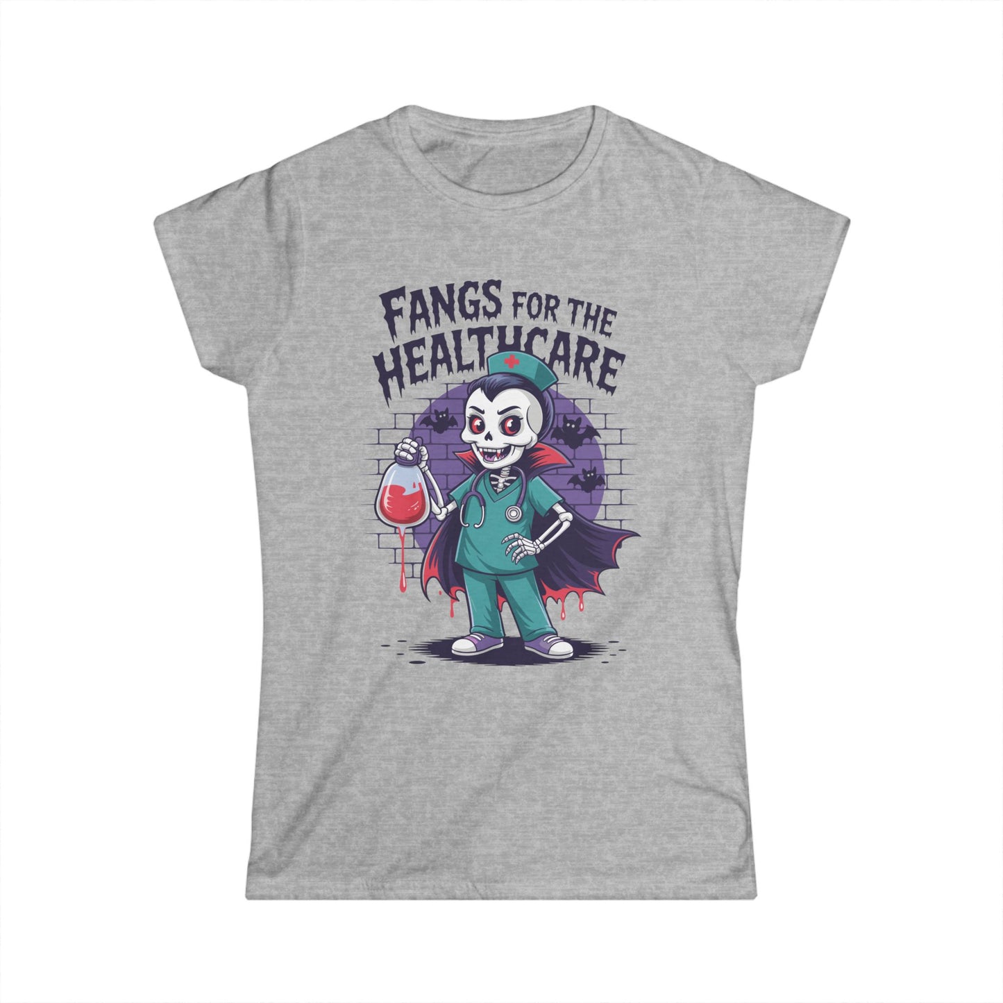 Female T-Shirt - Medical / Halloween - Fangs for the Healthcare (01a)