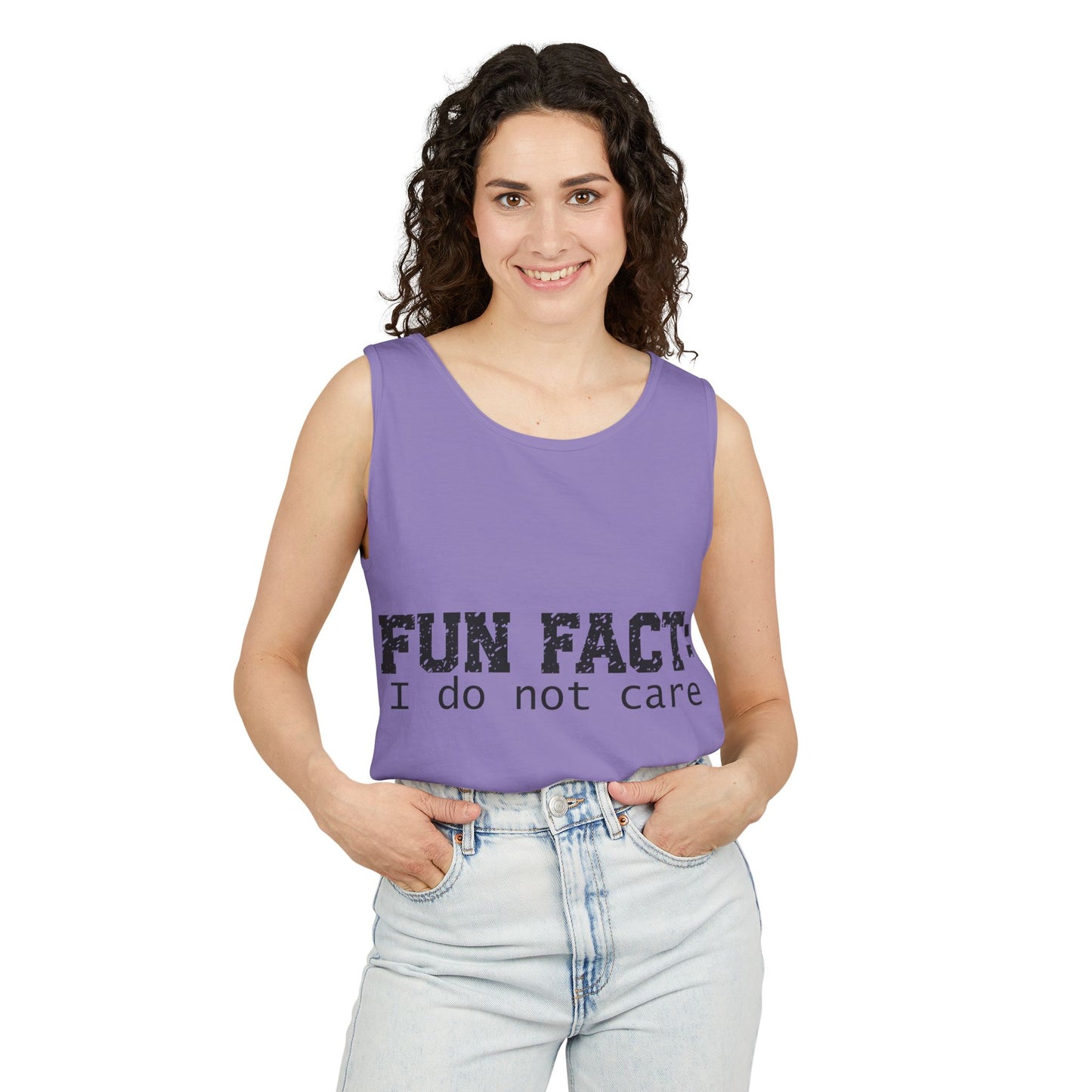 Unisex Tank Top - Funny - Fun Fact: I Do Not Care - Black Writing