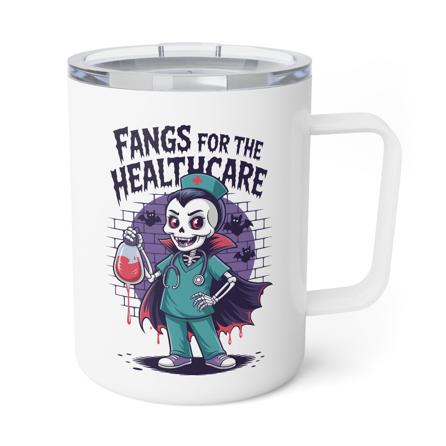 Insulated Mug - Medical / Halloween - Fangs for the Healthcare (01a)