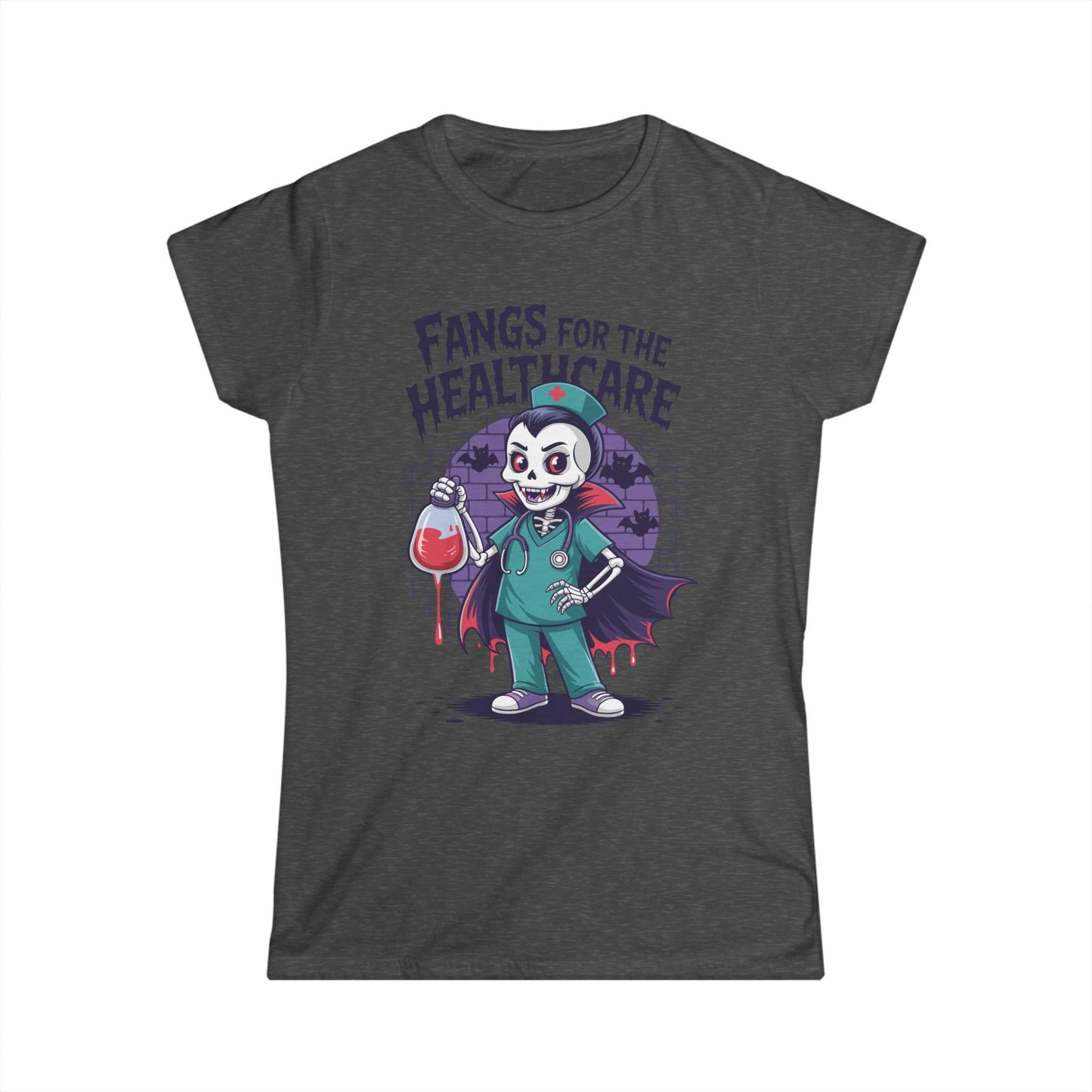 Female T-Shirt - Medical / Halloween - Fangs for the Healthcare (01a)