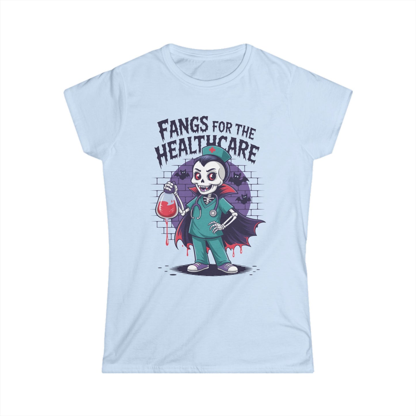 Female T-Shirt - Medical / Halloween - Fangs for the Healthcare (01a)