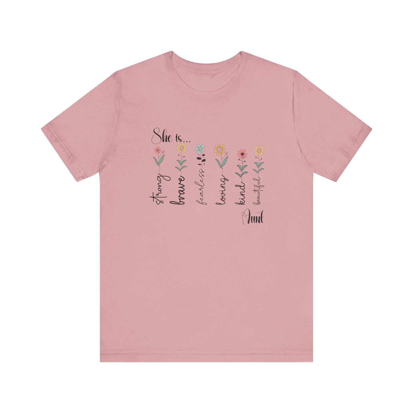 T-Shirt - Family / Aunt - Strong, Brave, Beautiful Floral Design (1)