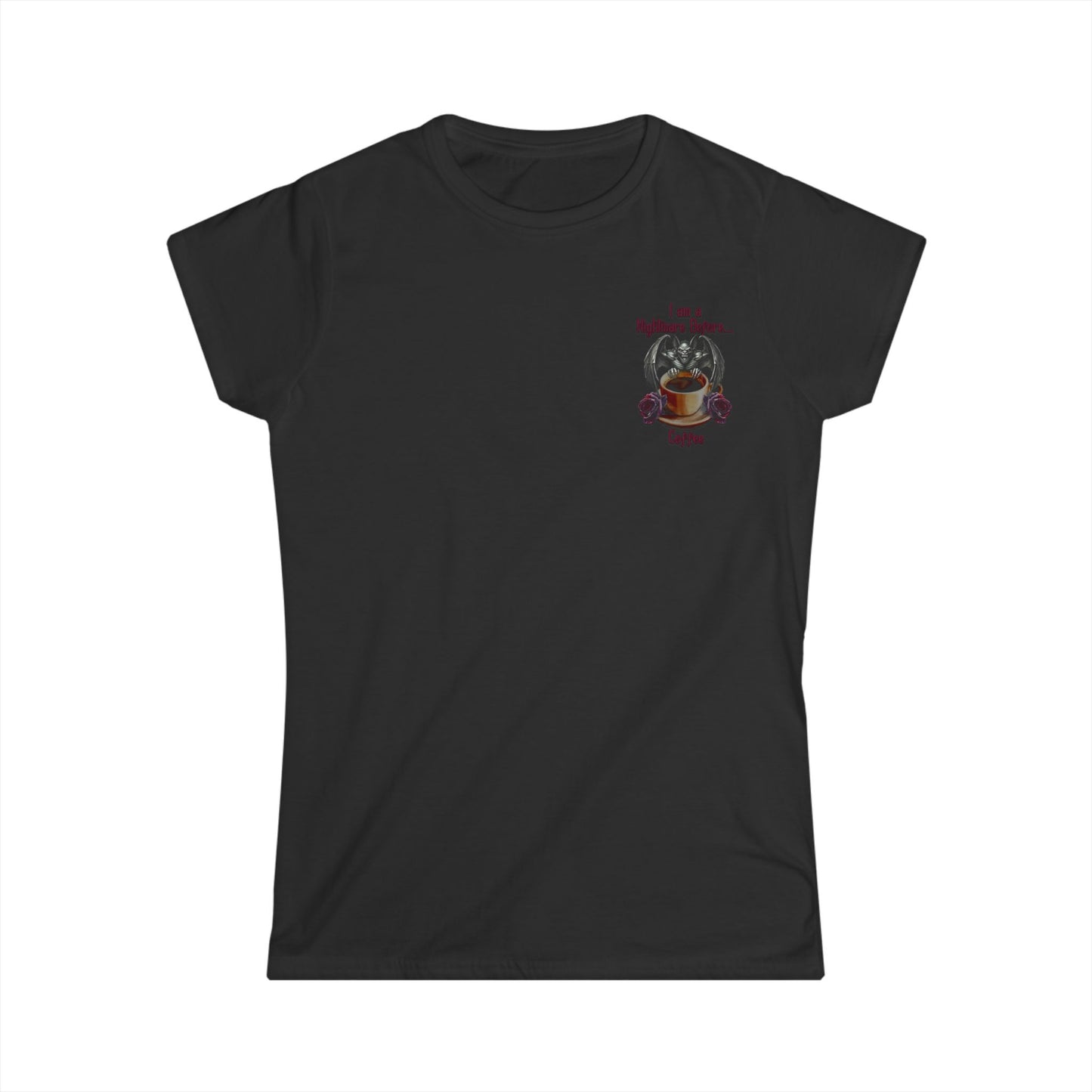 Female T-Shirt - Halloween - Nightmare Before Coffee (1b) Front / Back Printed