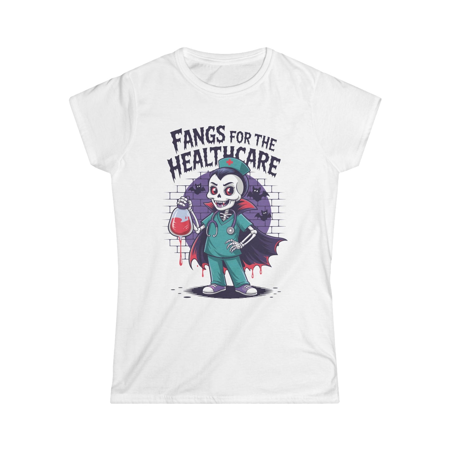 Female T-Shirt - Medical / Halloween - Fangs for the Healthcare (01a)