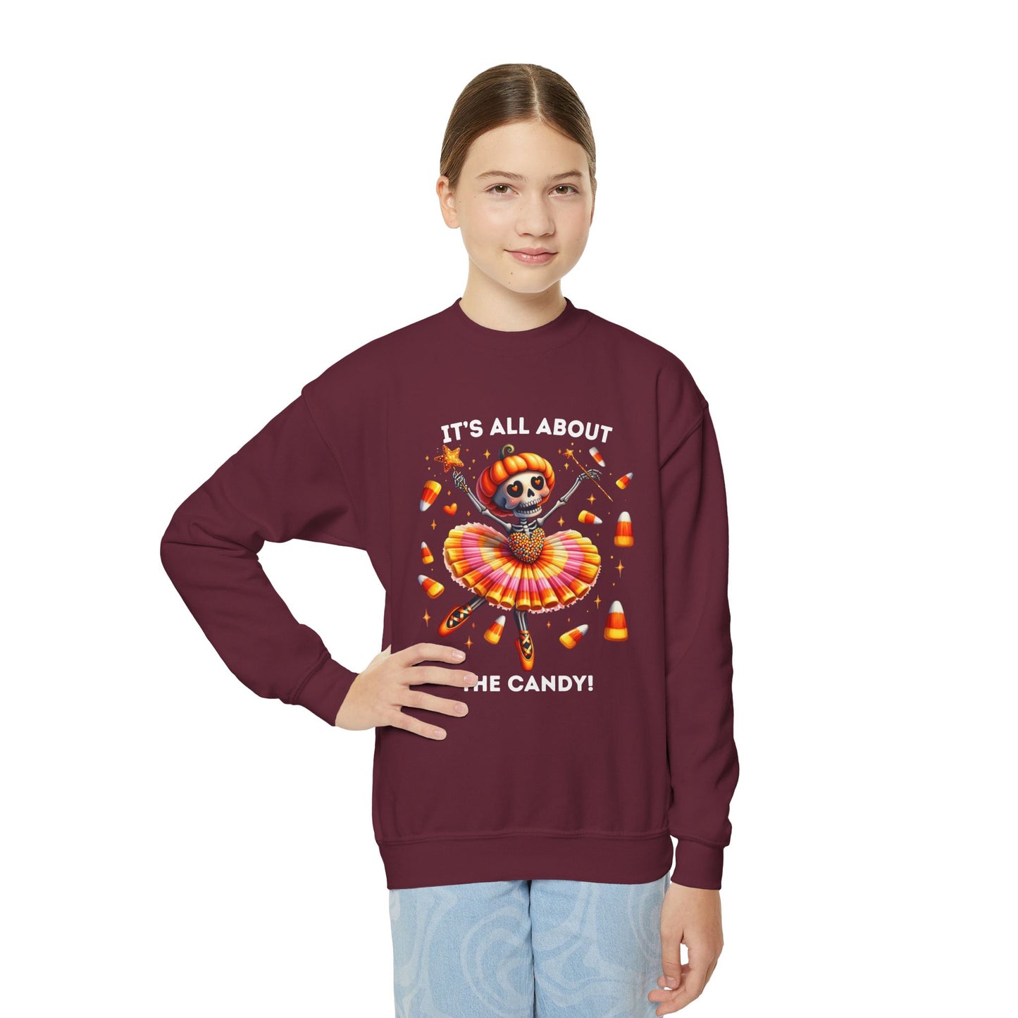 Child Sweatshirt - Halloween / Ballet Skeleton - It's all about the Candy! (01a)