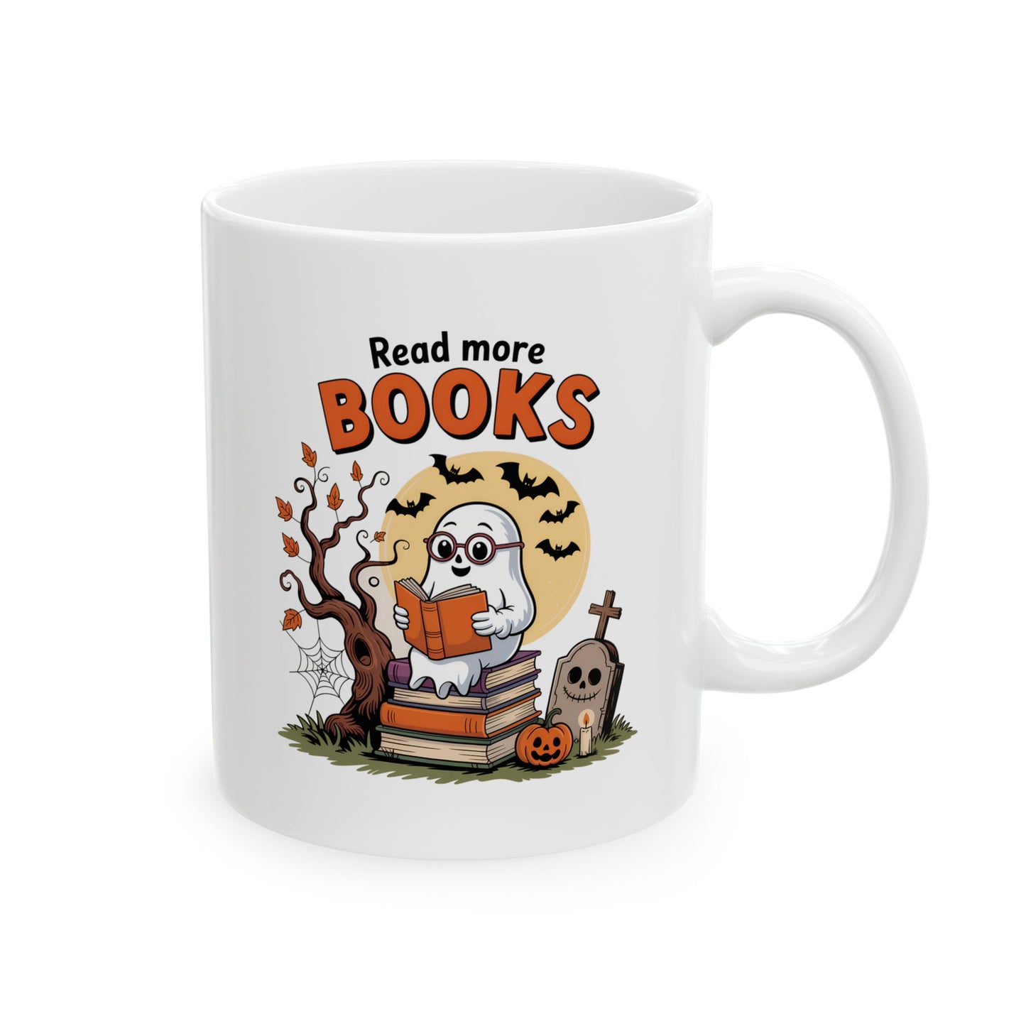 Ceramic Mug - Teacher / Halloween - Read More Books (01a)